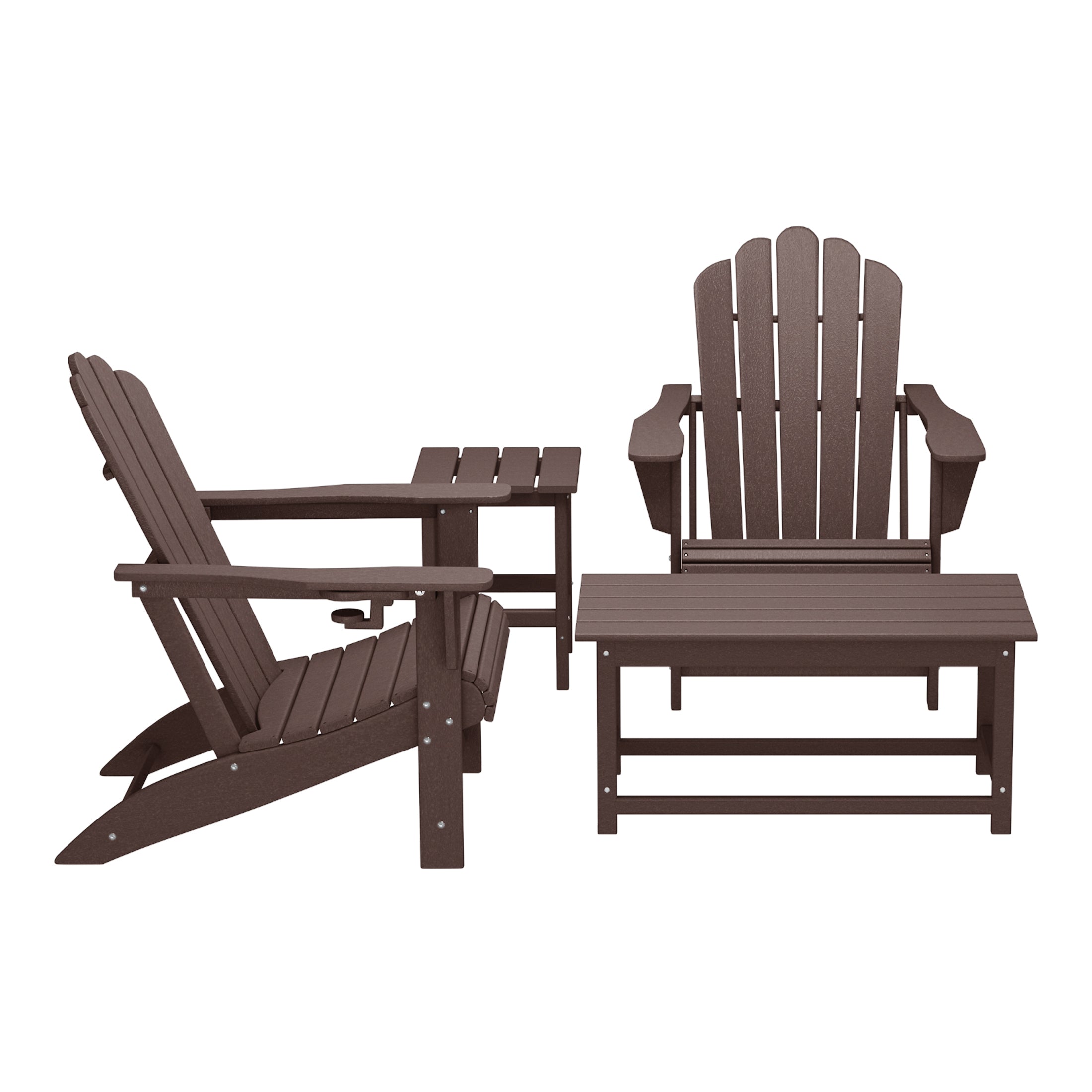 Lakeview 4-Piece Adirondack Chairs with Cup Holders and Table Set