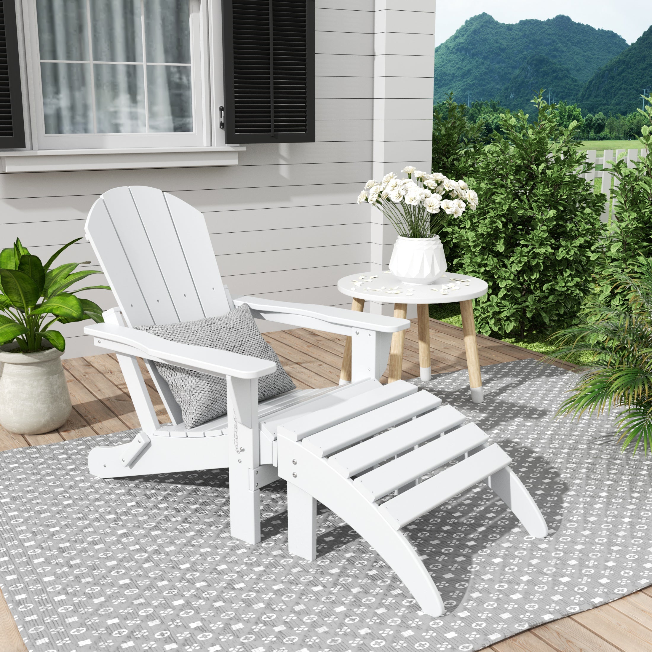 Paradise Westintrends 2 piece set classic Adirondack chair with ottoman (1 seater)