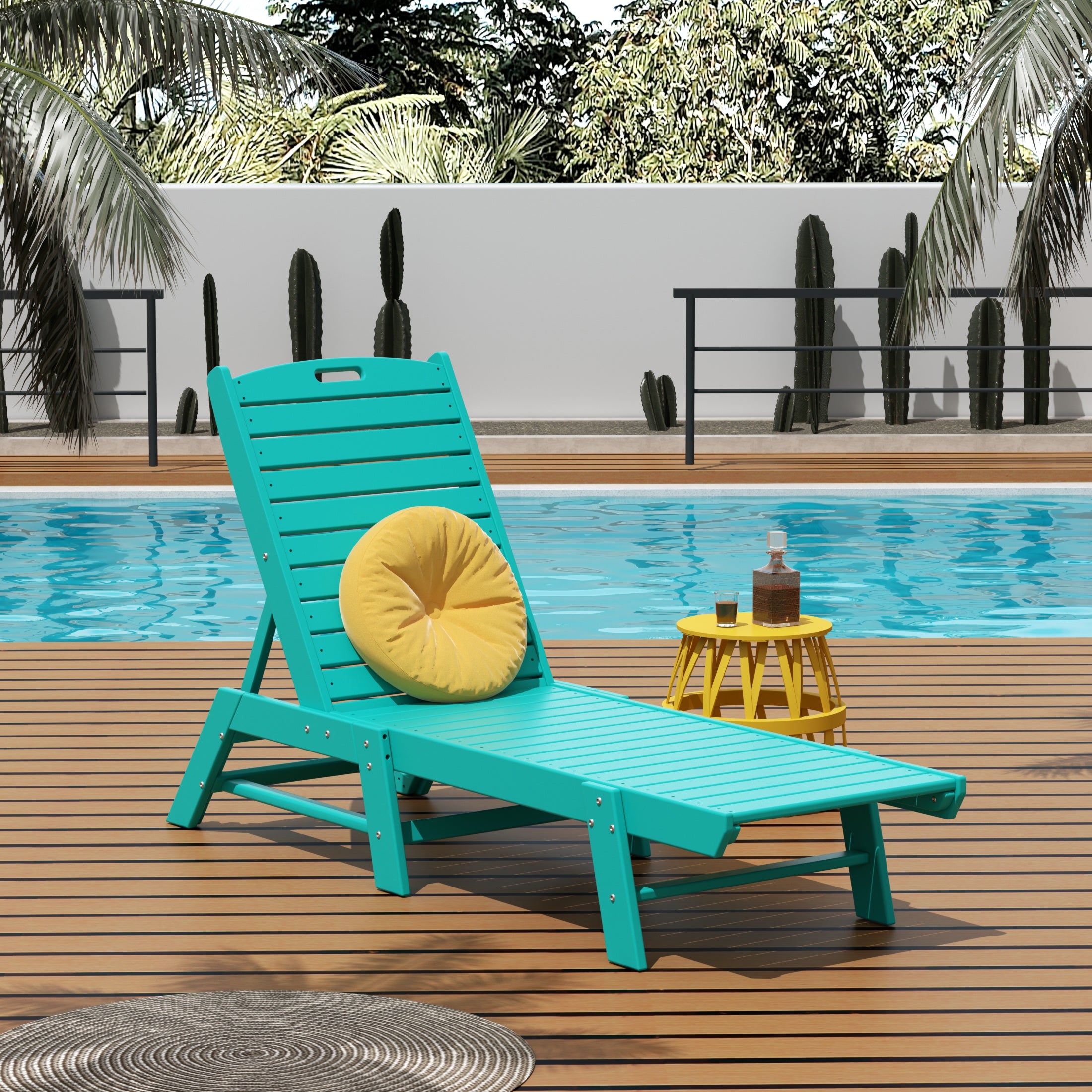 Paradise Malibu Poly Reclining Outdoor Patio Chaise Lounge Chair Adjustable