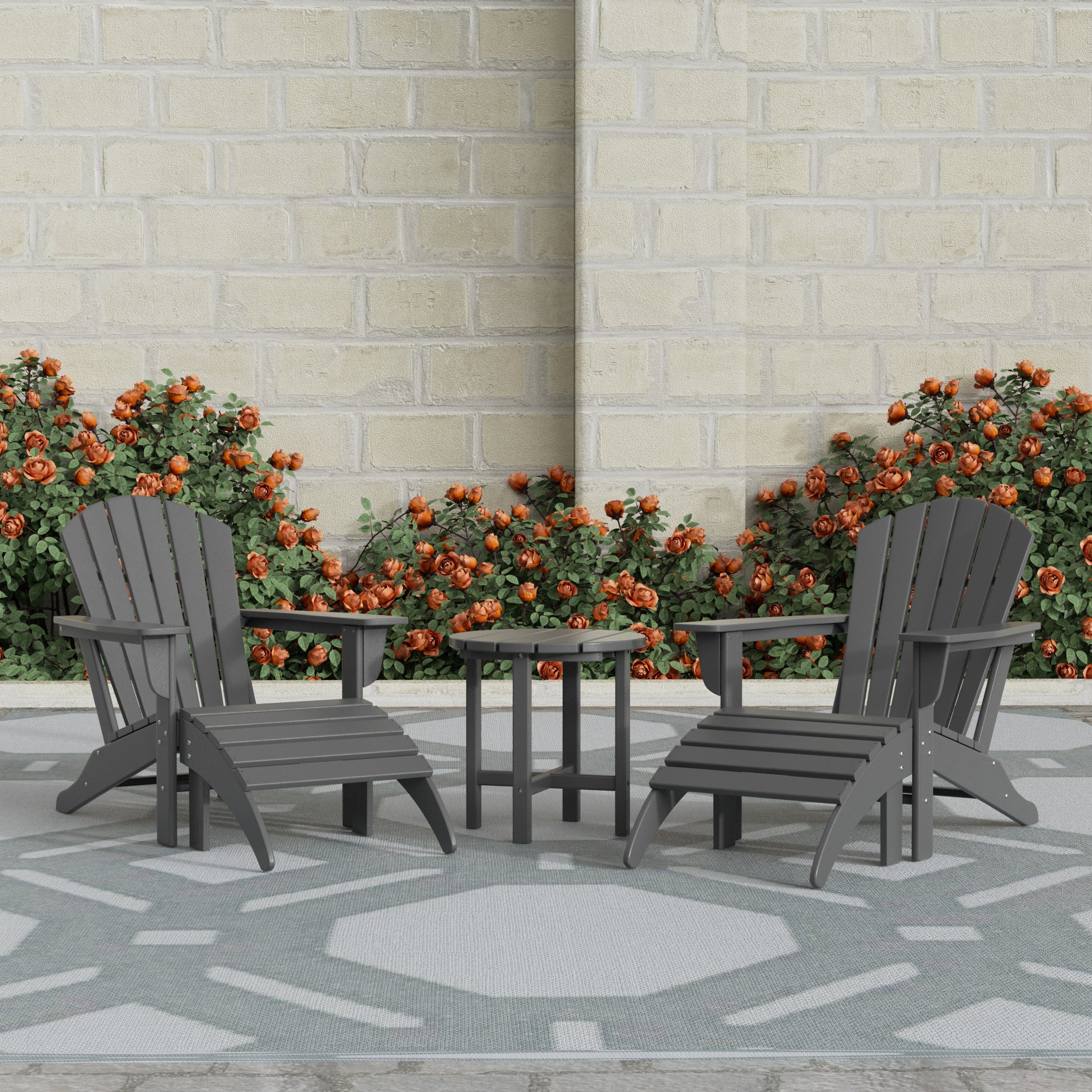 Portside Outdoor Adirondack Chair With Ottoman And Side Table 5-Piece Set