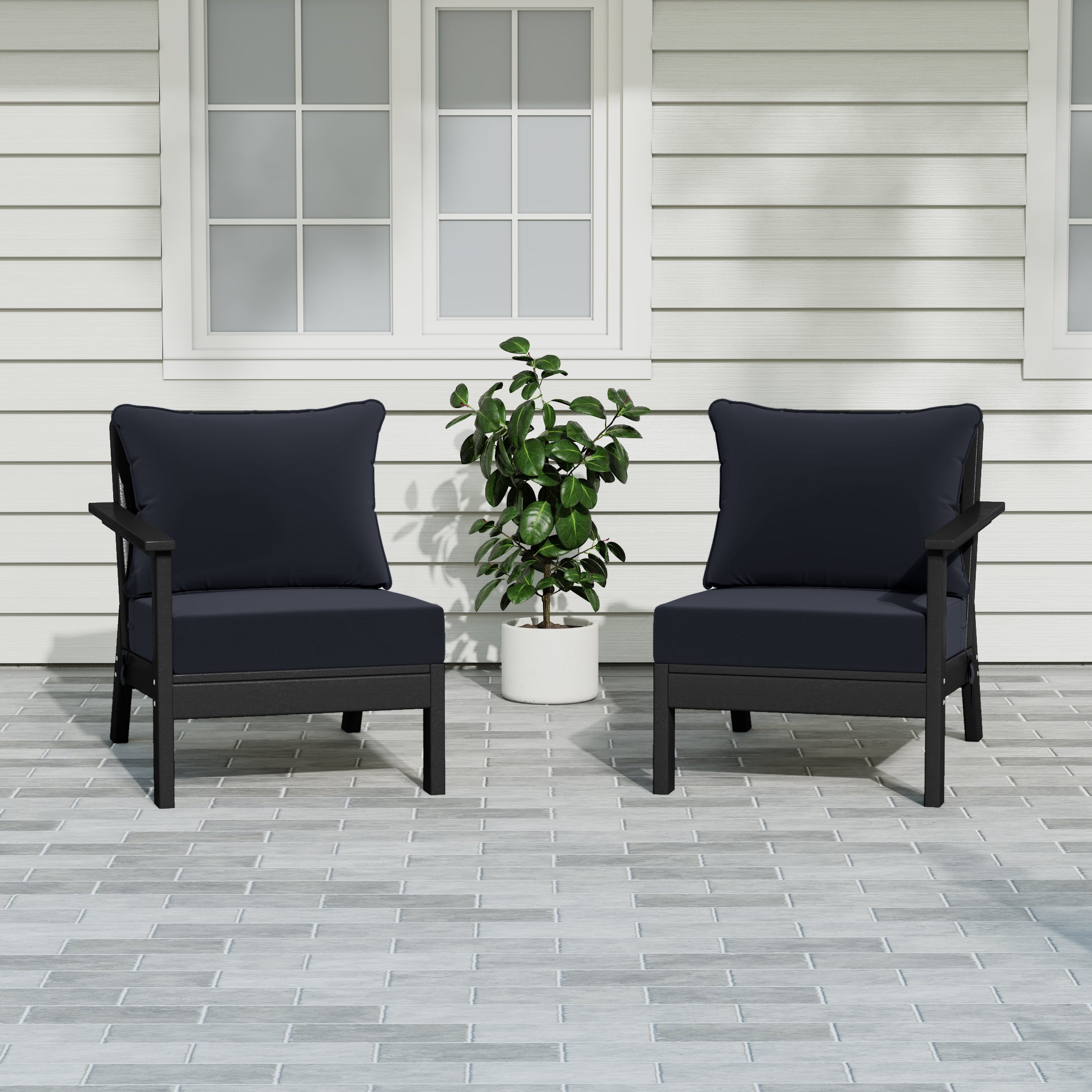 Portsmouth Outdoor Patio HDPE Loveseat Sofa with Patio Cushions