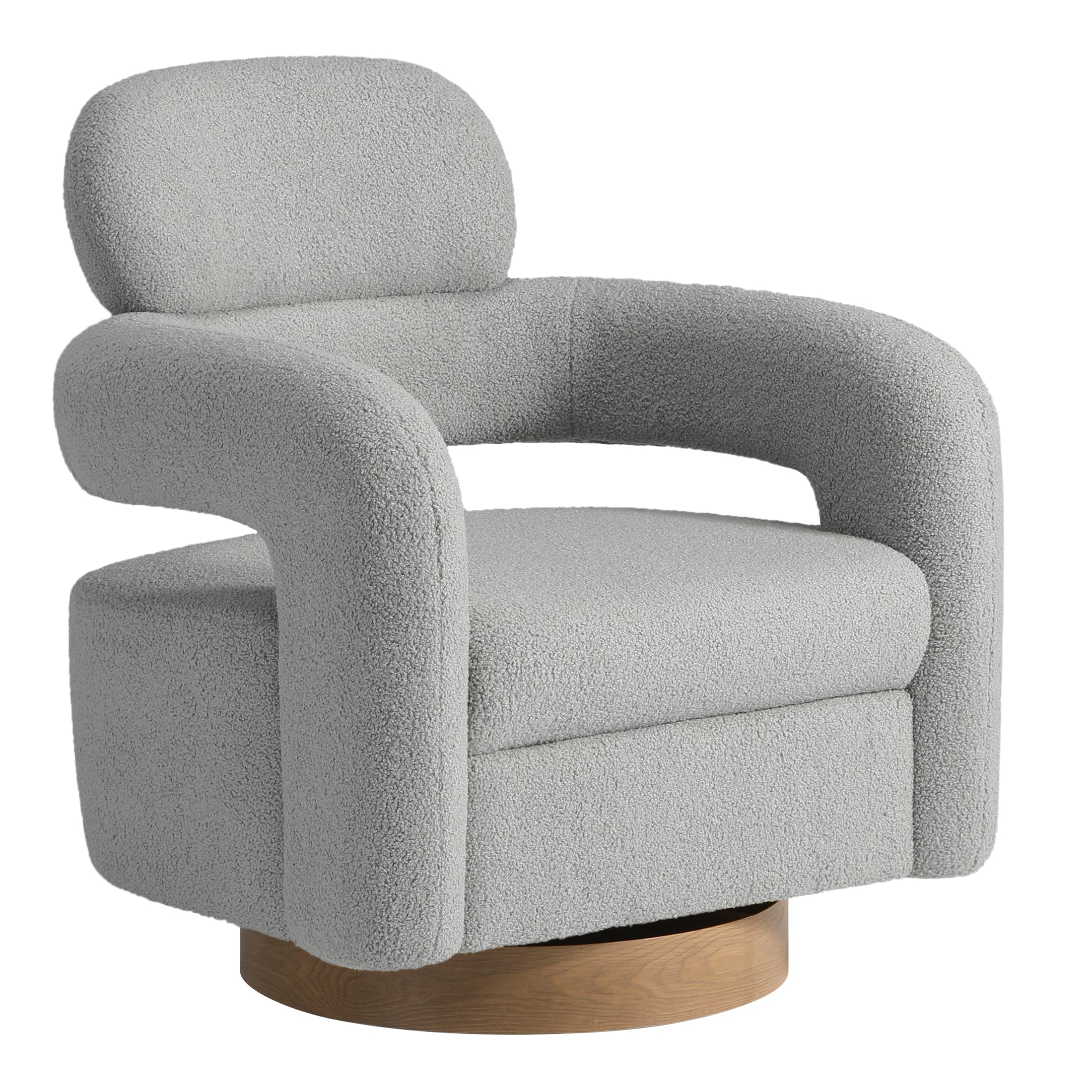 Celine Mid-Century Modern Sherpa Swivel Barrel Accent Chair With Round Storage Ottoman