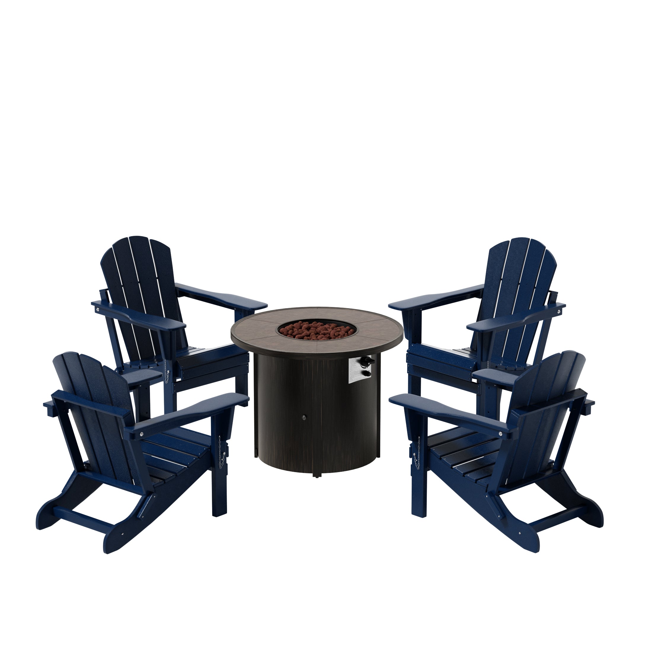 Paradise Malibu Outdoor Adirondack Folding Chair With Round Fire Pit Table