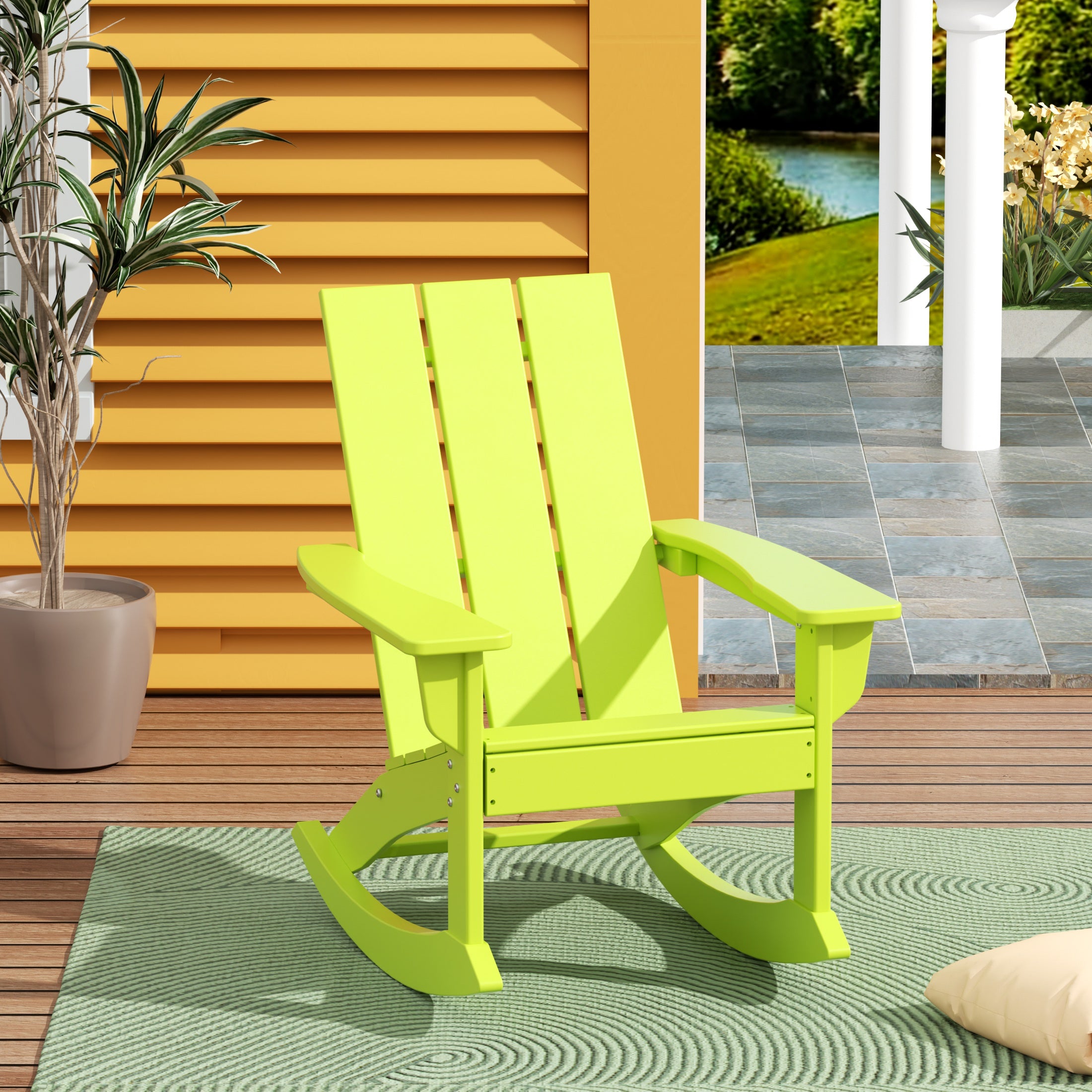 Palms Ashore Outdoor Patio Modern Adirondack Rocking Chair