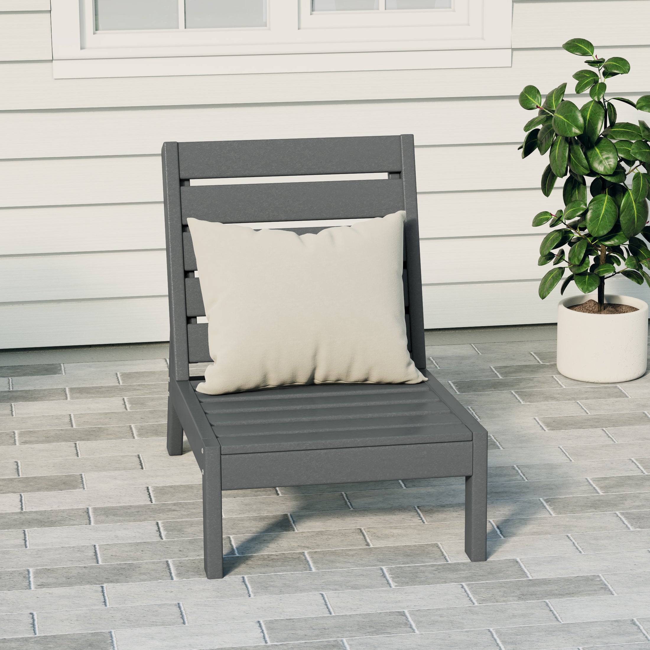 Portsmouth HDPE Deep Seating Armless Modular Outdoor Patio Chair