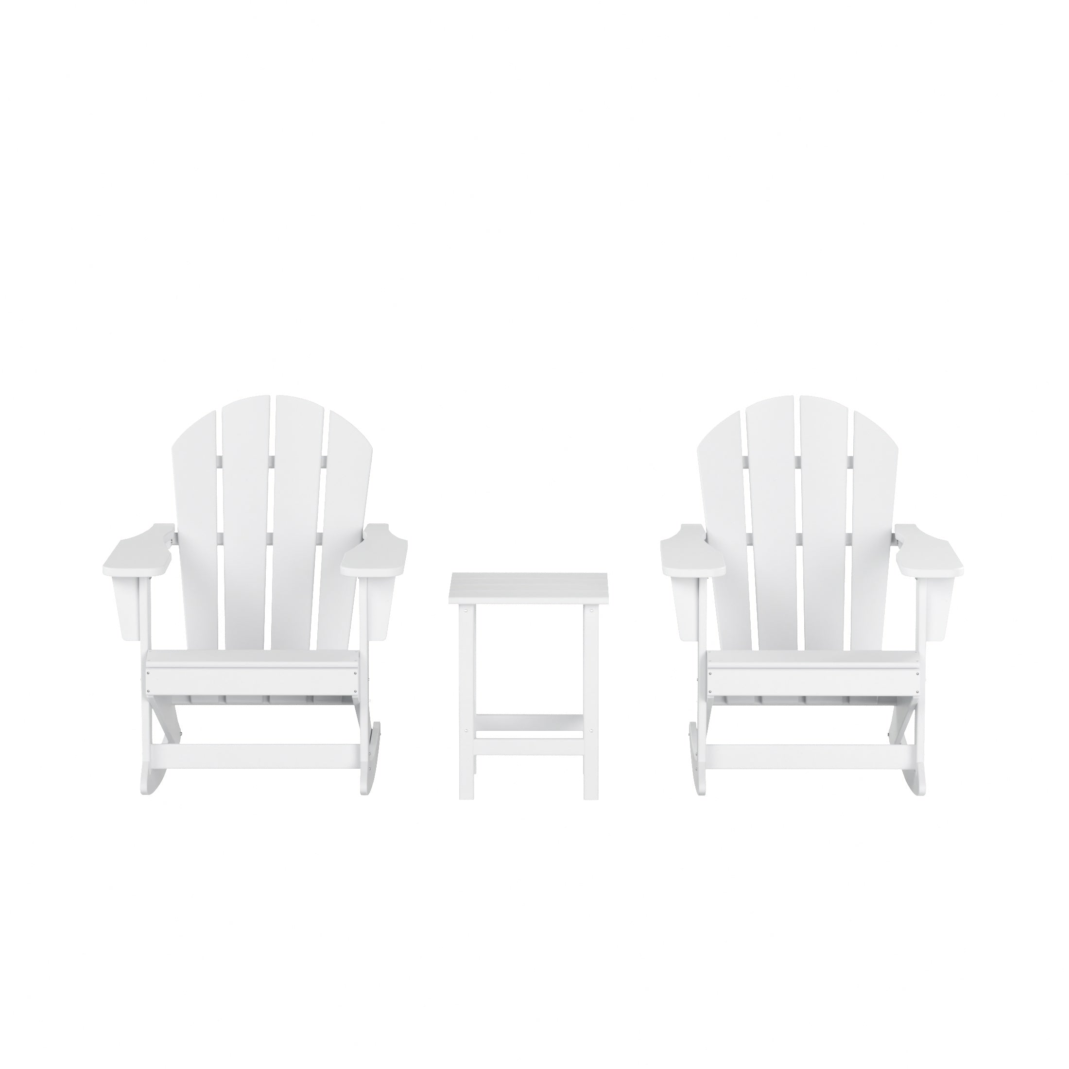 Paradise Westintrends 3-Piece set Outdoor / Patio Poly Adirondack rocking chairs with a side table ( 2 seater )