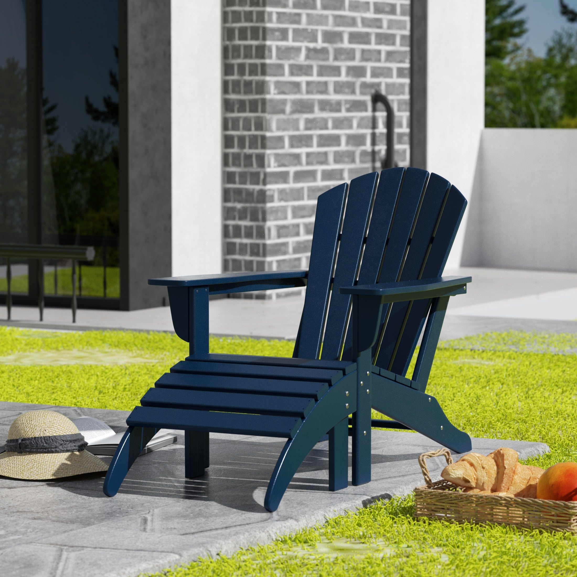 Portside Outdoor Adirondack Chair With Ottoman 2-Piece Set