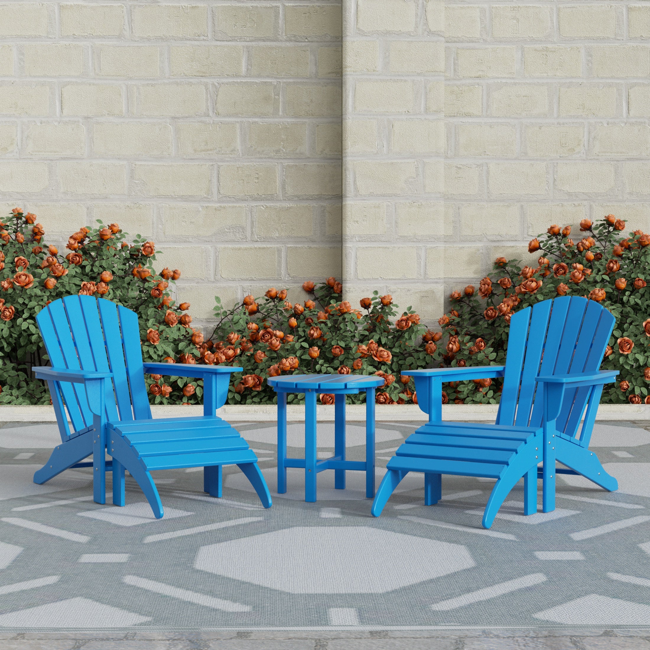 Portside Outdoor Adirondack Chair With Ottoman And Side Table 5-Piece Set