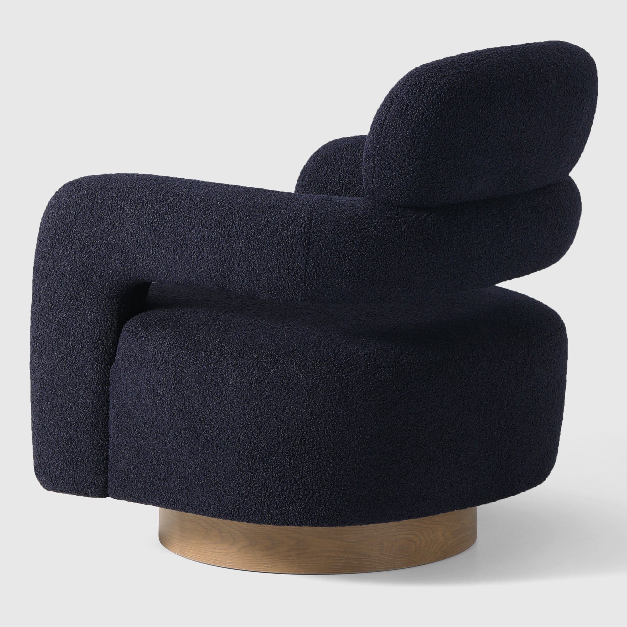 Celine Mid-Century Modern Round Sherpa Swivel Barrel Accent Chair