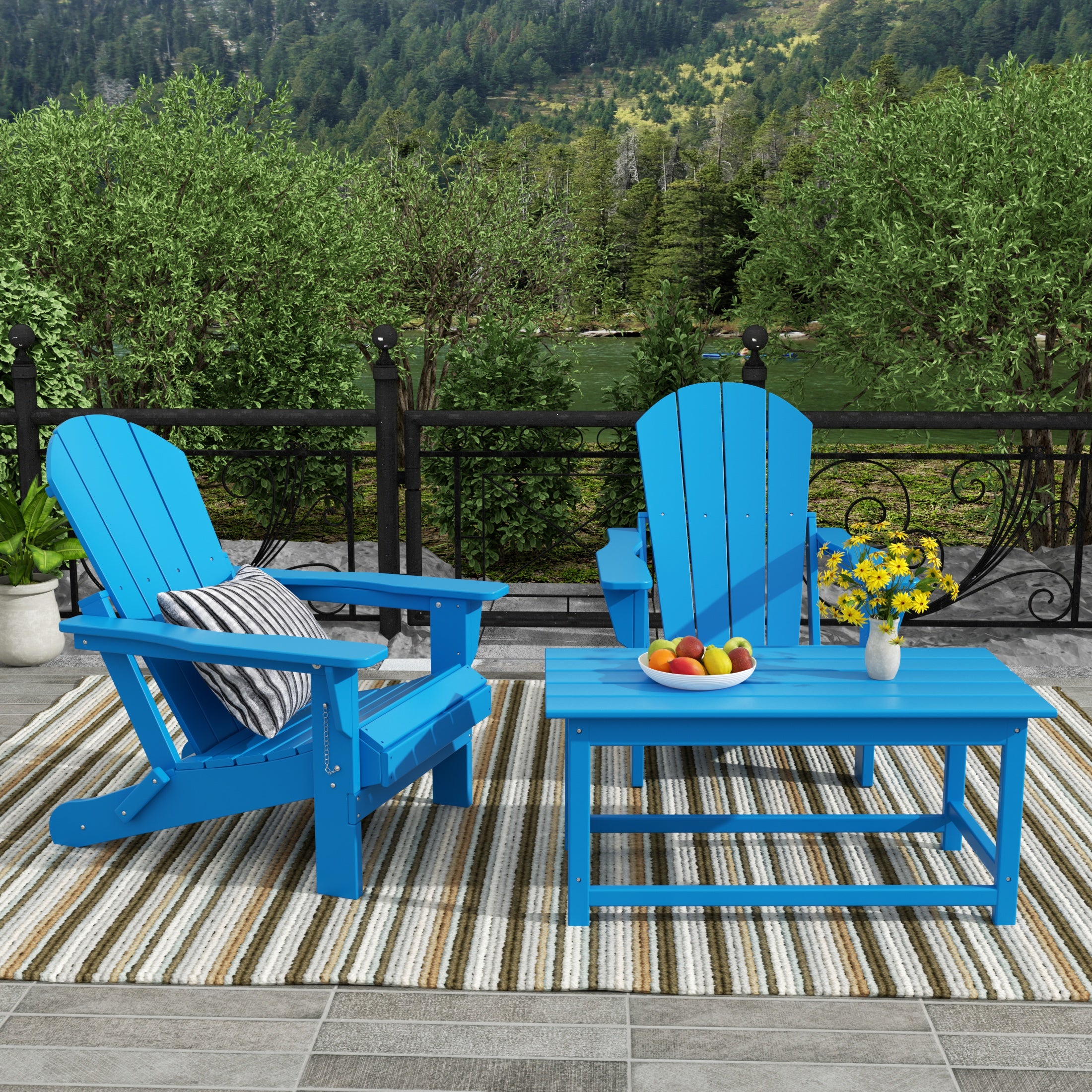 Paradise Westintrends 3-Piece set Outdoor / Patio Poly Adirondack chair set with a Coffee table ( 2 seater )