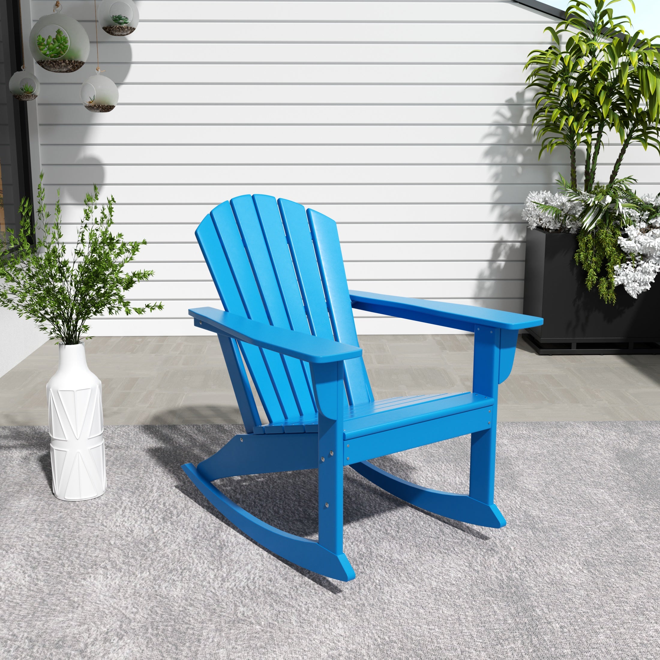 Portside Dylan Outdoor Patio Poly Plastic Adirondack Rocking Chair