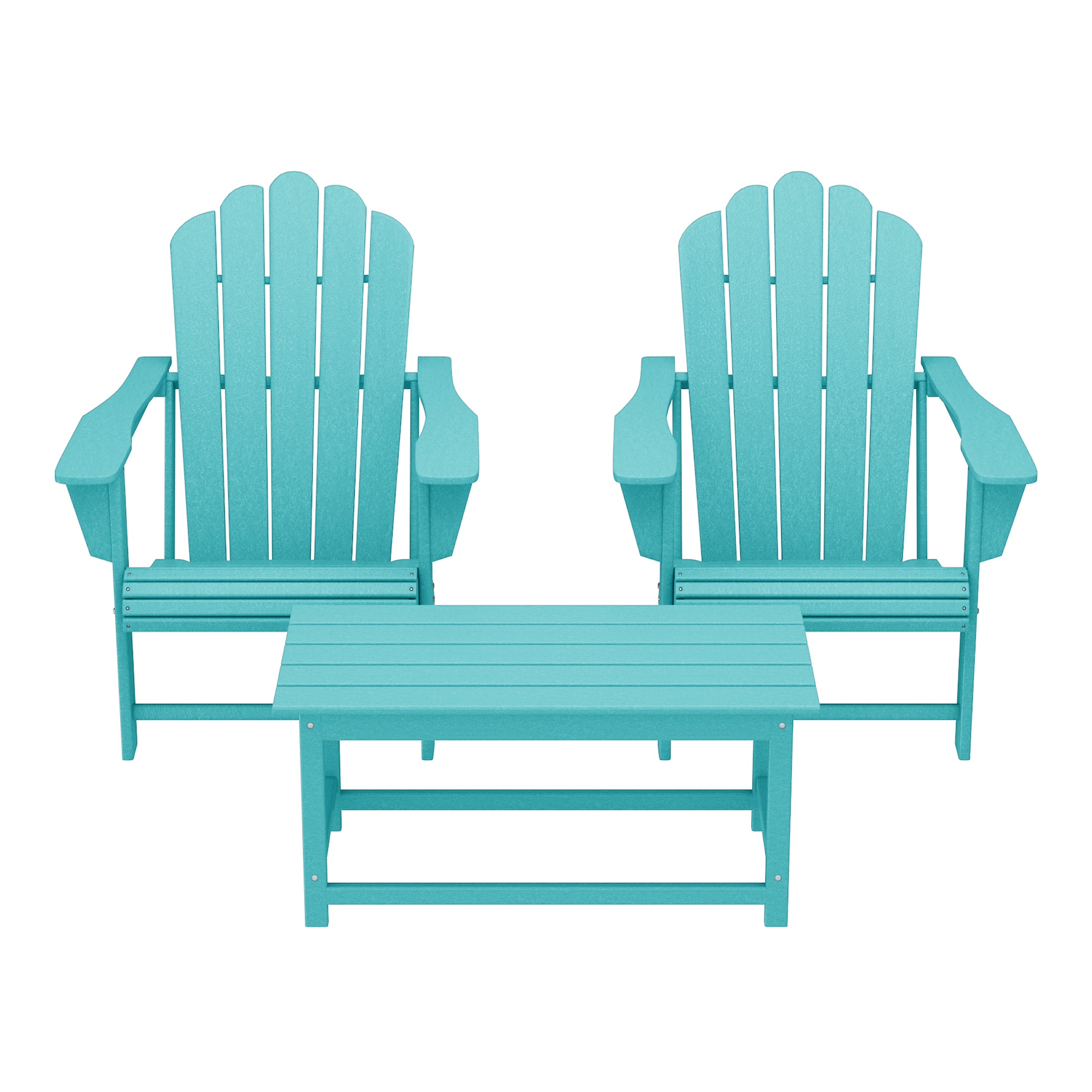 Lakeview 3-Piece Adirondack Chairs with Cup Holders and Coffee Table Set