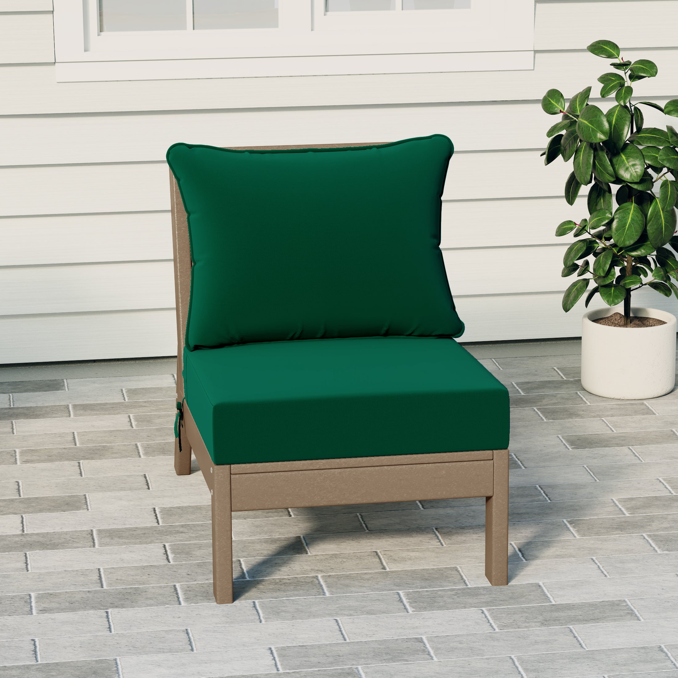 Portsmouth Modern Outdoor HDPE Patio Armless Sectional Corner Club Chair with Deep Seat Cushions