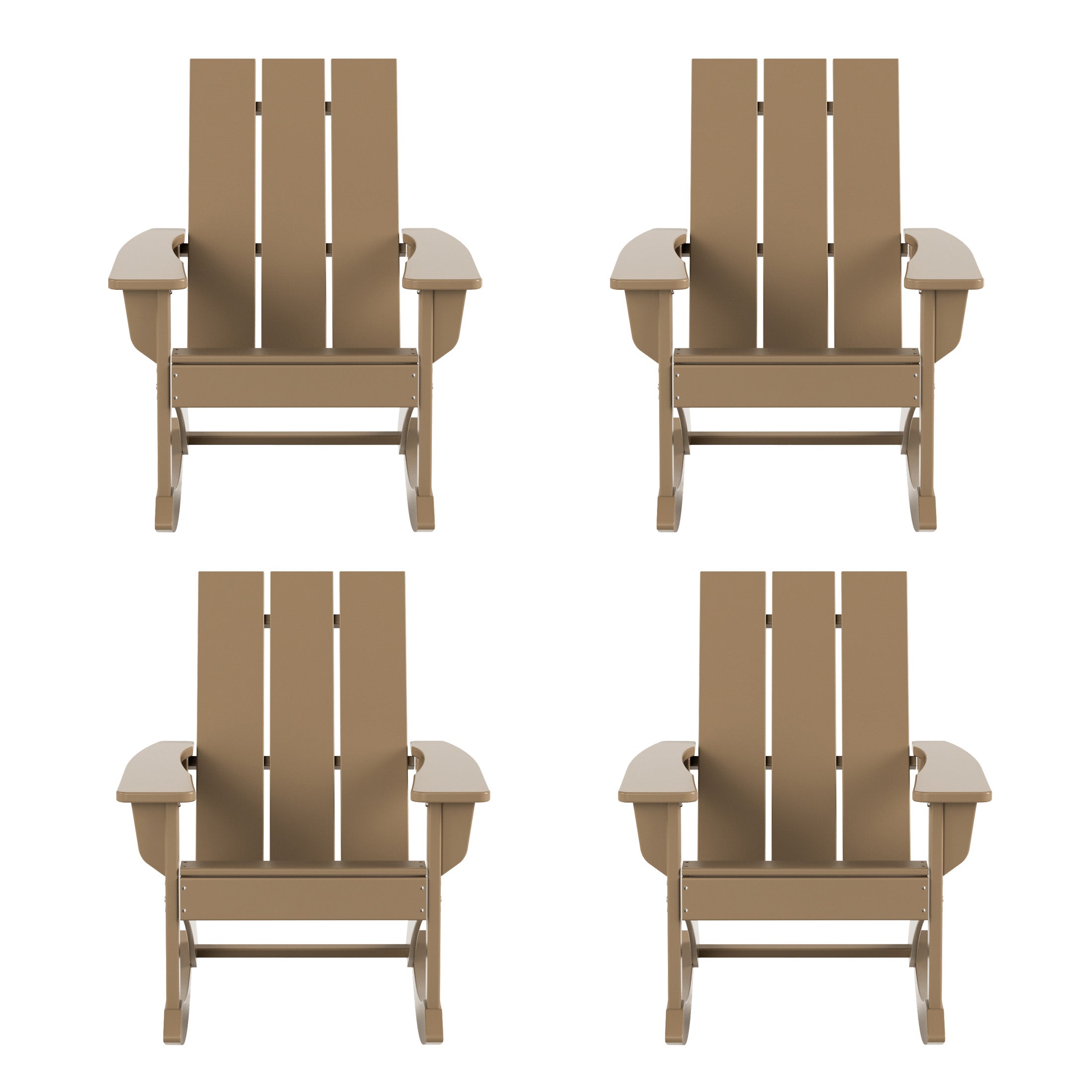 Palms Ashore Outdoor Patio Modern Adirondack Rocking Chair (Set of 4)