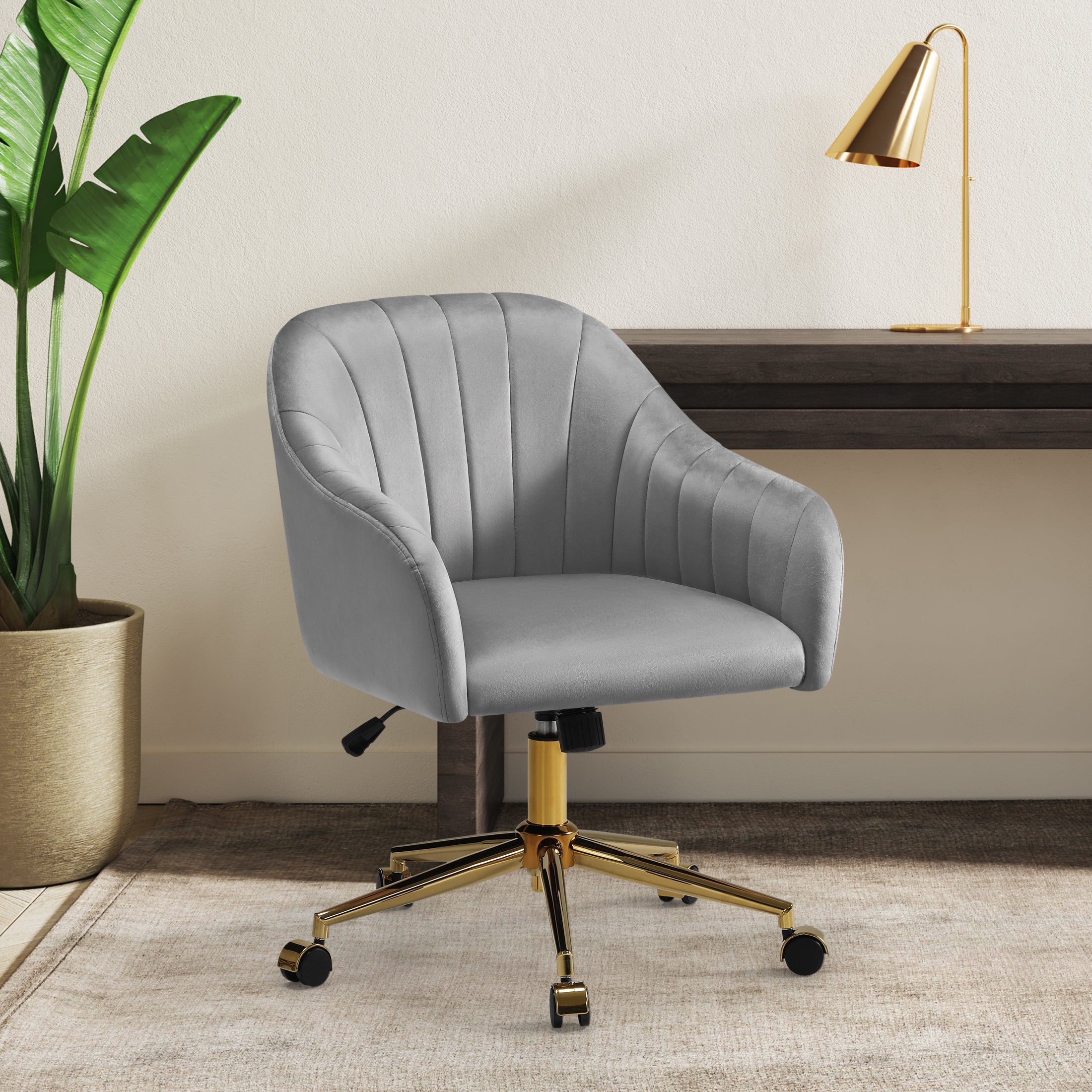 Upholstered desk chair on wheels sale