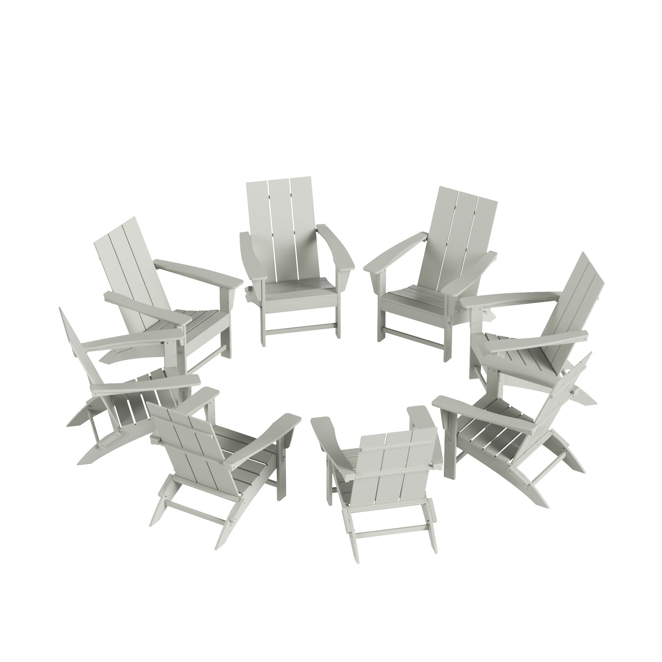 Palms Ashore 8-Piece Modern Poly Folding Adirondack Chair Set