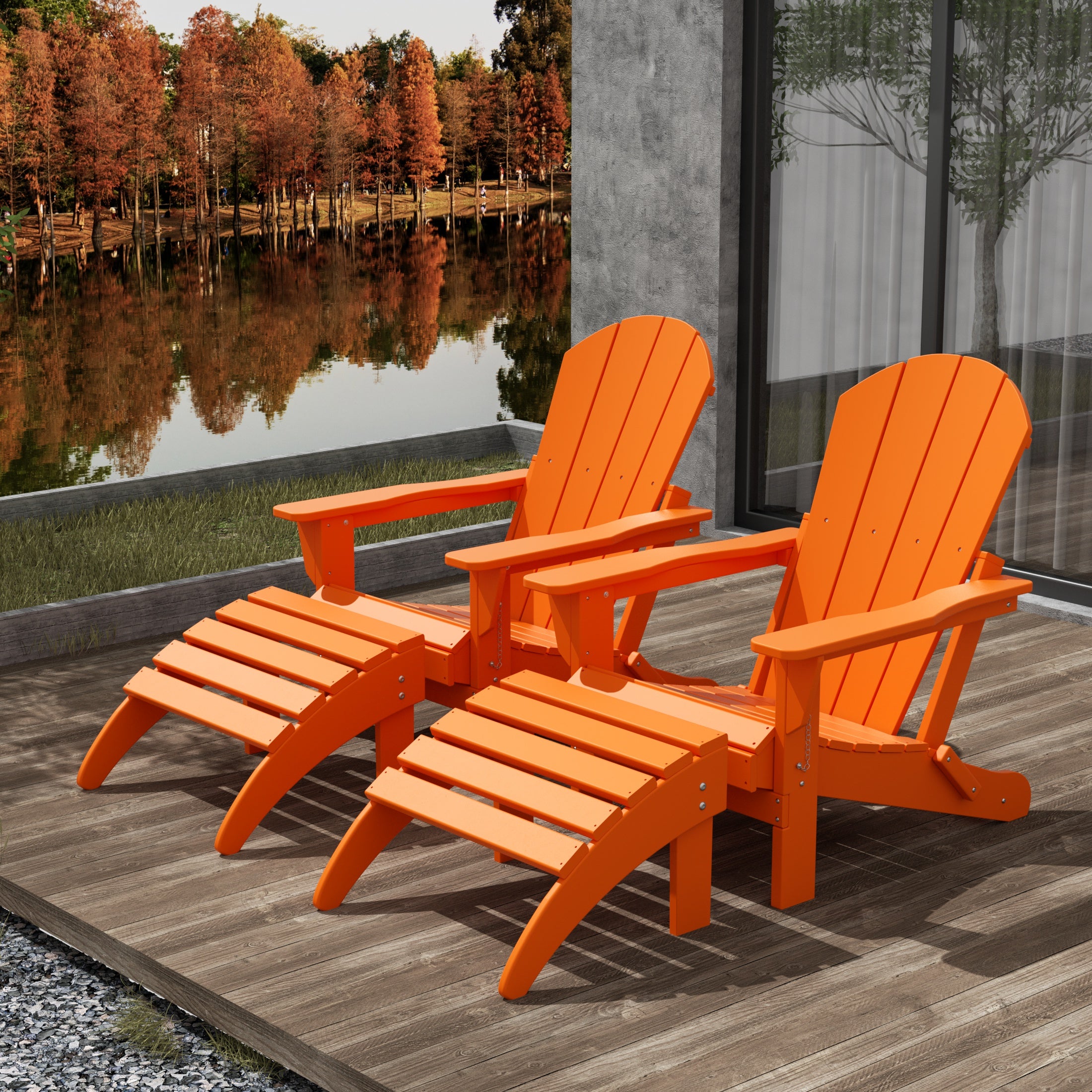 Paradise Westintrends 4-Piece set classic Adirondack chairs with ottoman (2 seater)