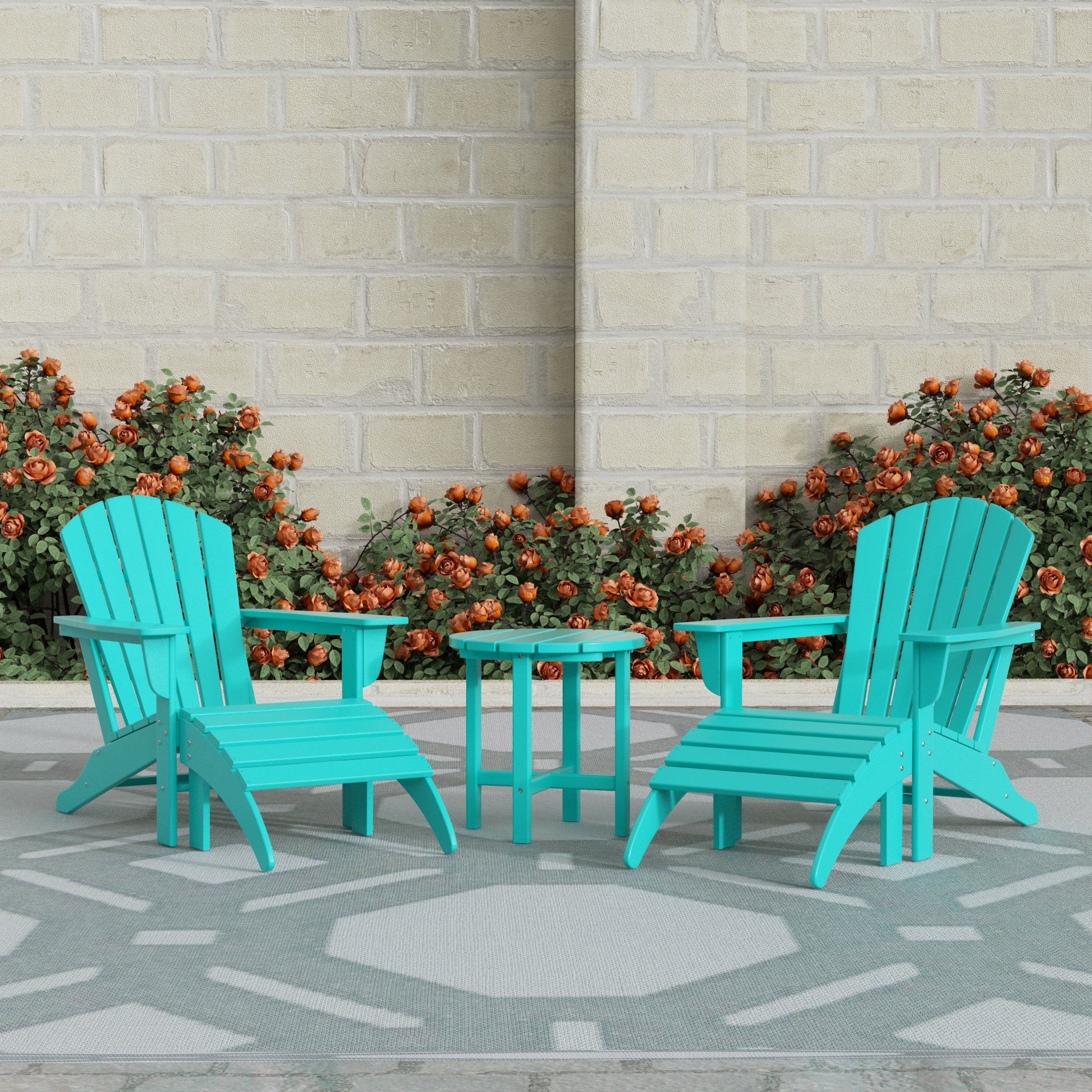 Portside Outdoor Adirondack Chair With Ottoman And Side Table 5-Piece Set