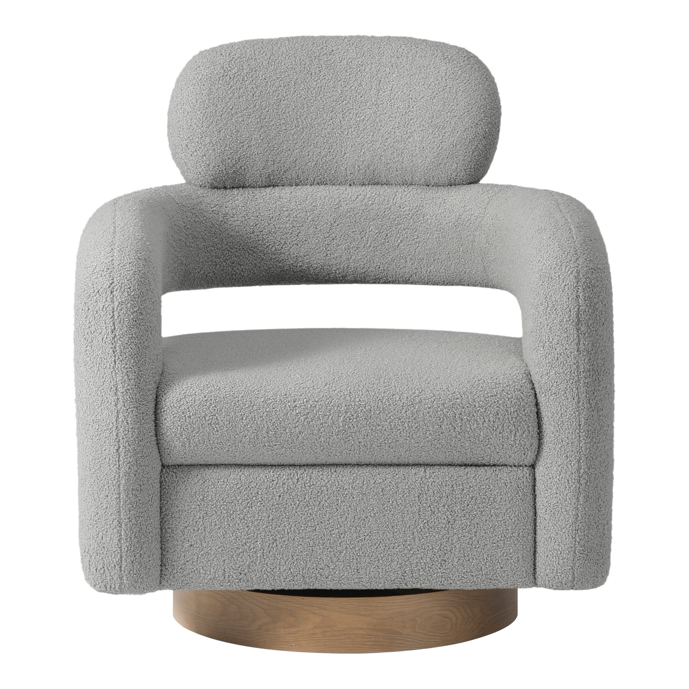 Celine Mid-Century Modern Round Sherpa Swivel Barrel Accent Chair