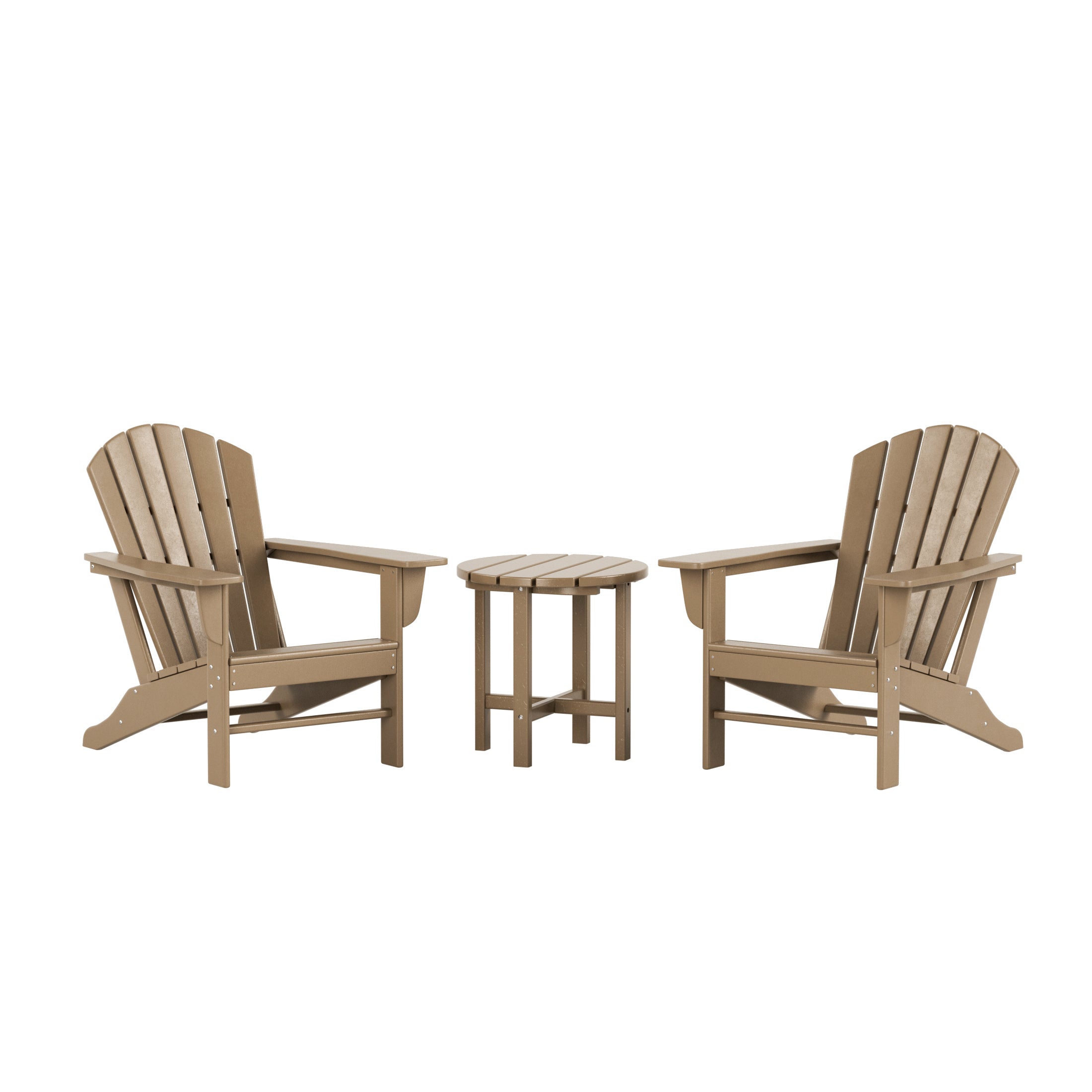 Portside Dylan 3-Piece Outdoor Adirondack Chair with Side Table Set