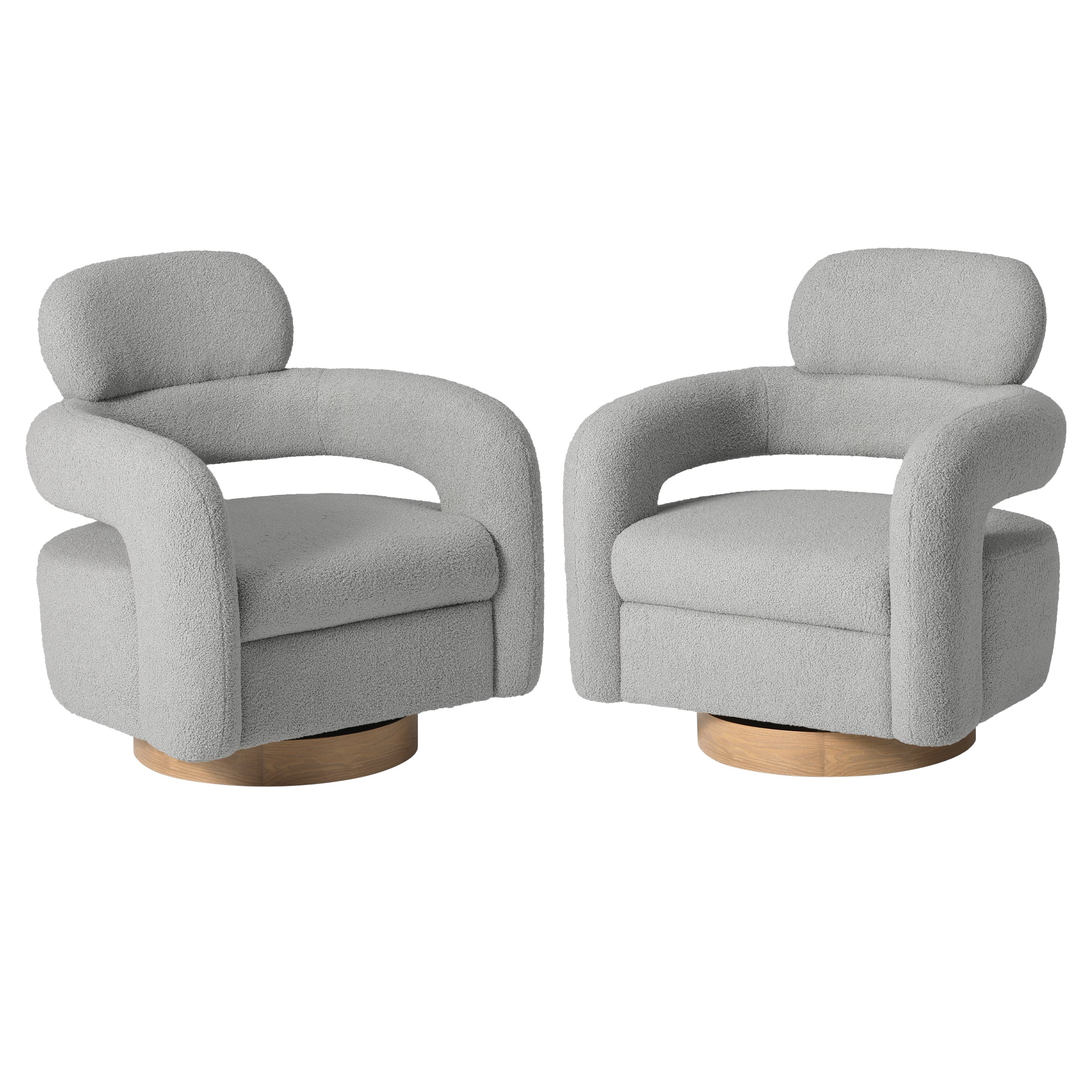 Celine Mid-Century Modern Round Sherpa Swivel Barrel Accent Chair (Set of 2)