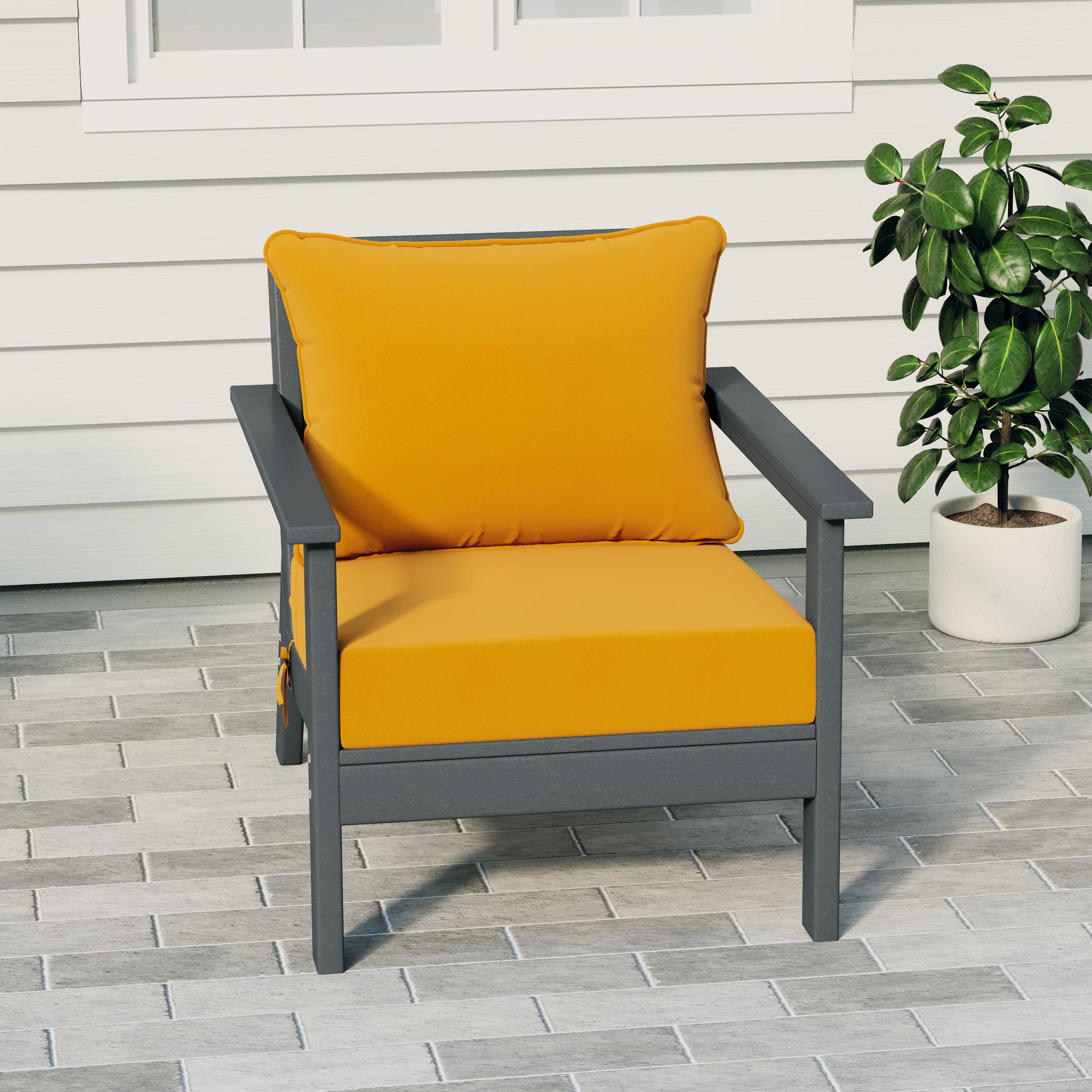 Portsmouth Modern Outdoor HDPE Patio Club Chair with Deep Seat Cushions