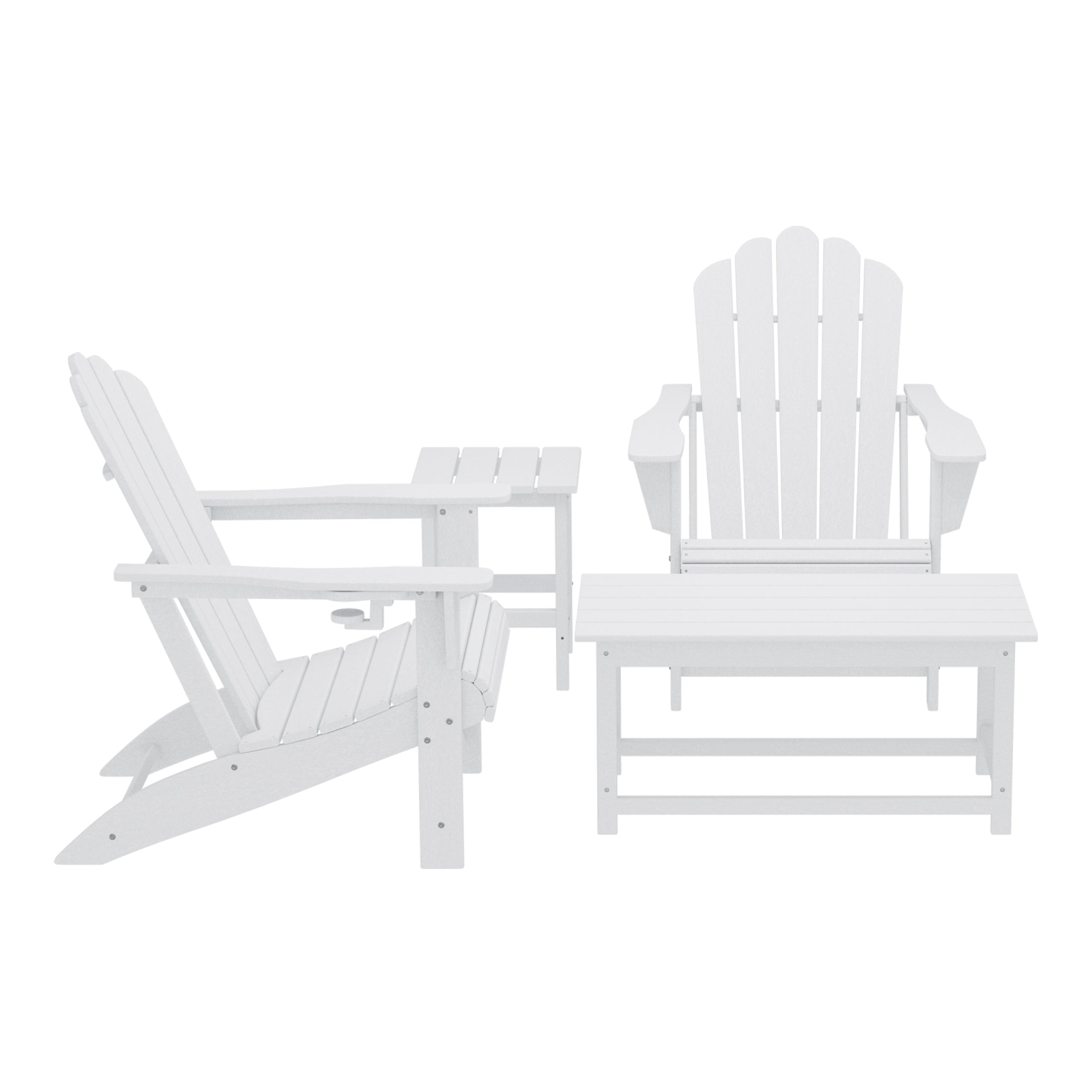 Lakeview 4-Piece Adirondack Chairs with Cup Holders and Table Set