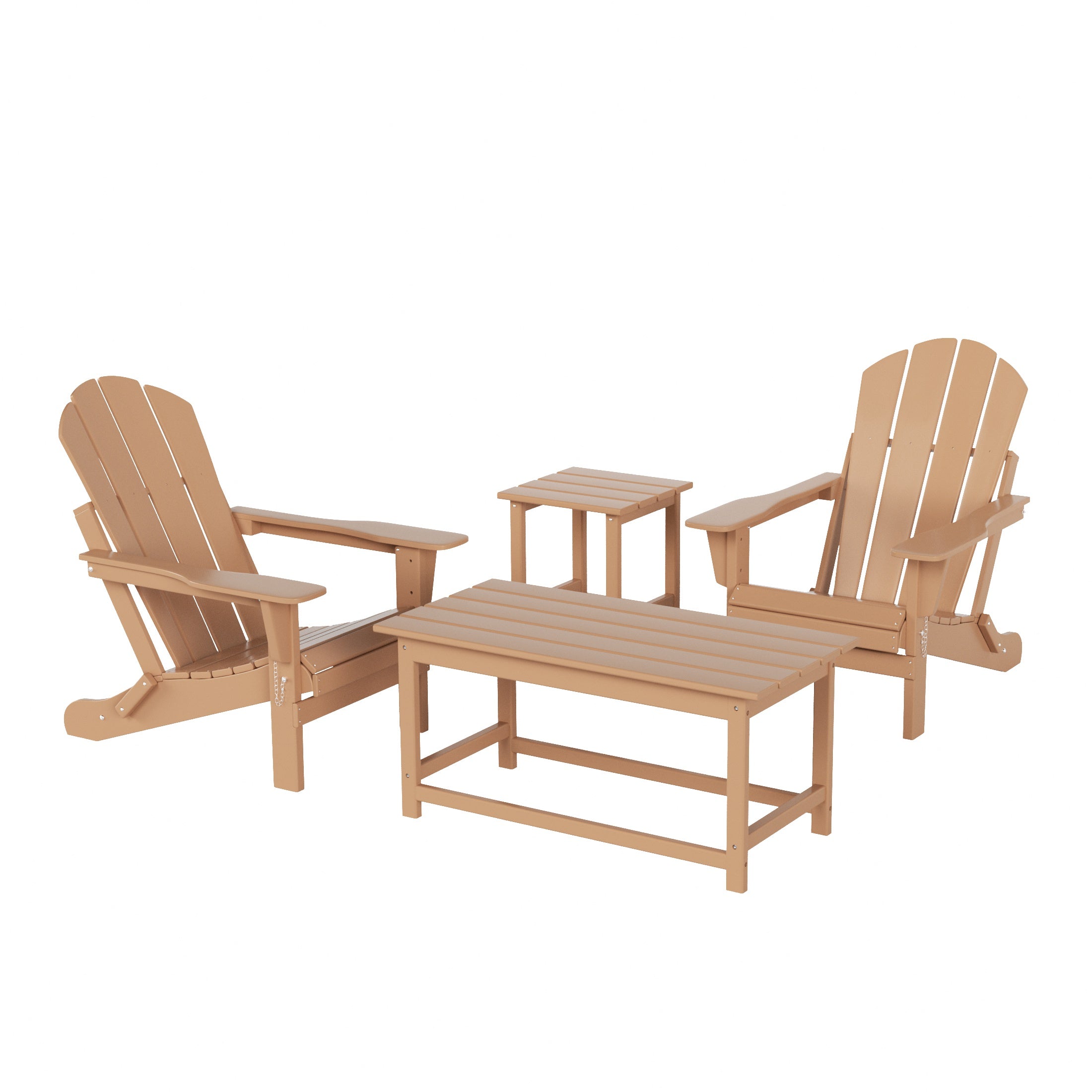 Paradise Westintrends 4-Piece set Outdoor / Patio Poly Adirondack chairs with a Coffee and a side table ( 2 seater )