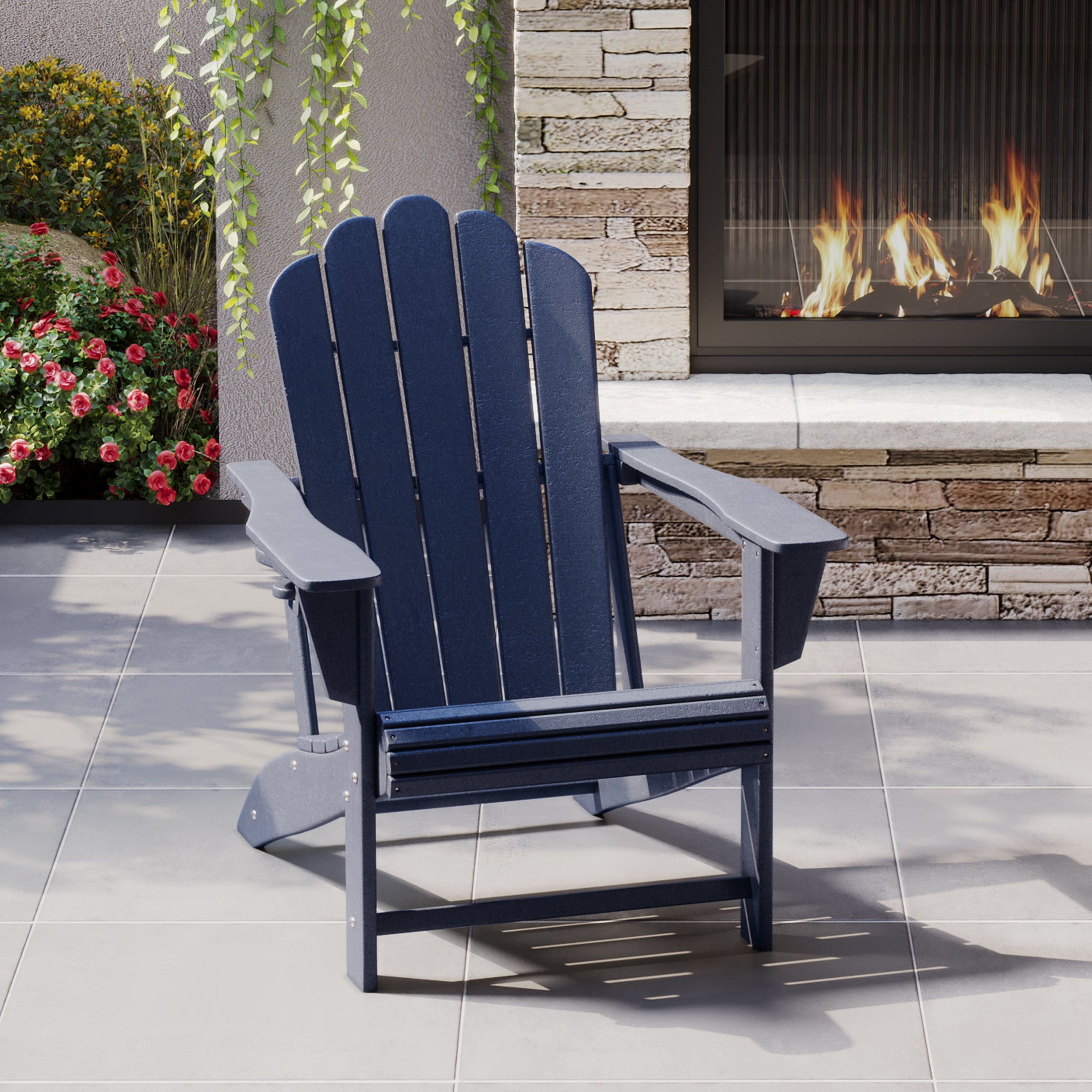 Lakeview Outdoor Patio HDPE Adirondack Chair With Cup Holder