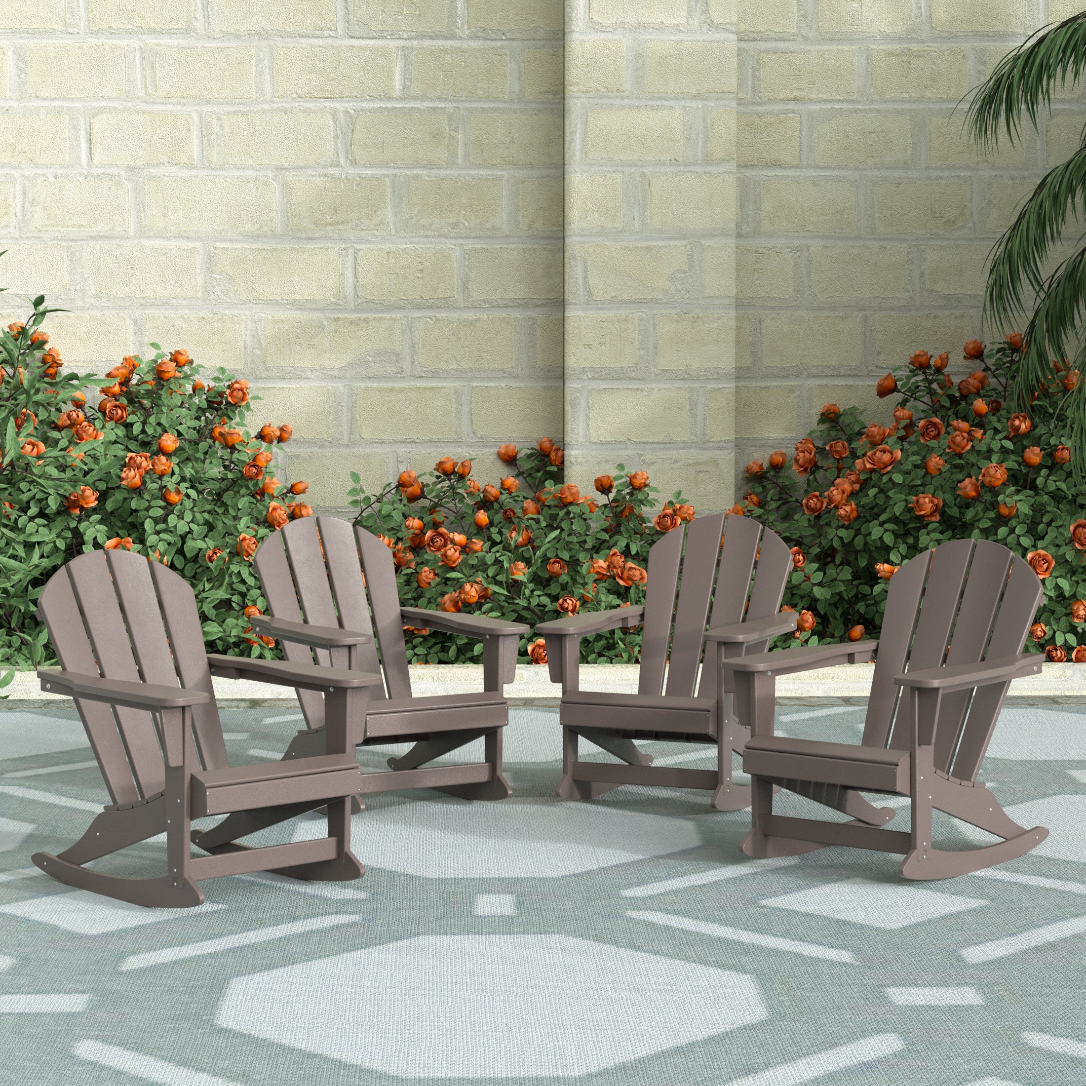 Paradise Malibu Outdoor Patio Porch Rocking Adirondack Chair (Set of 4)