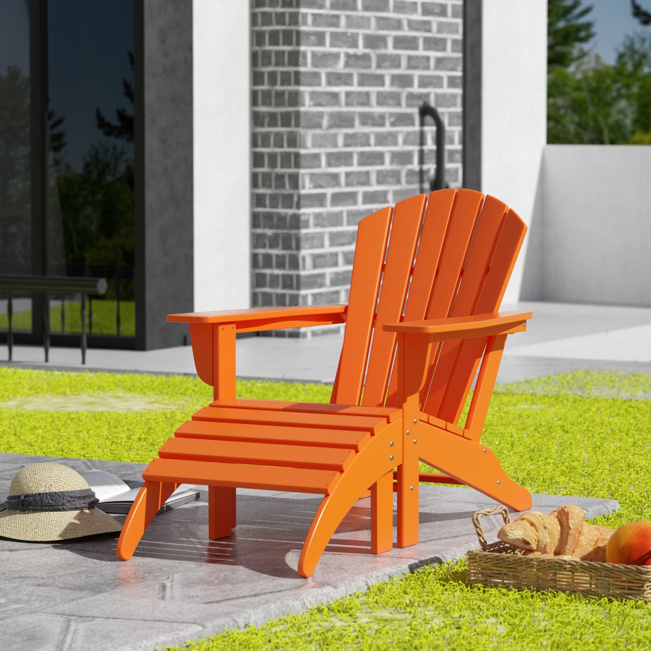 Portside Outdoor Adirondack Chair With Ottoman 2-Piece Set