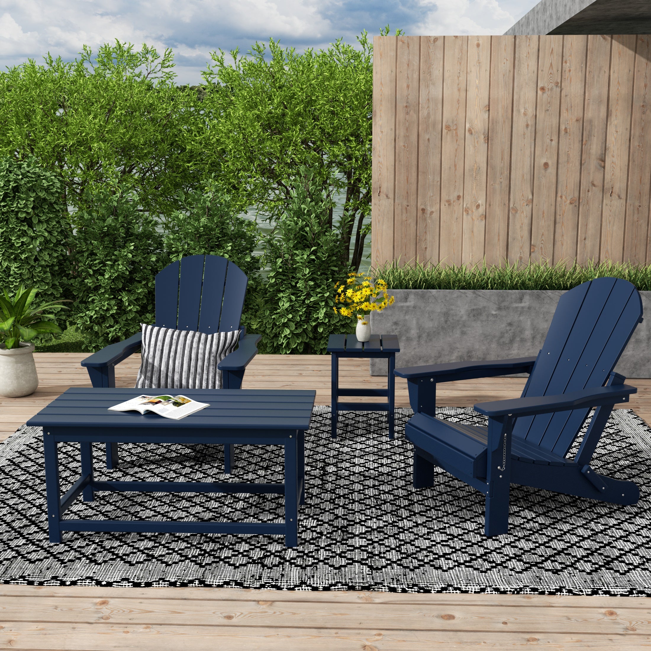 Paradise Westintrends 4-Piece set Outdoor / Patio Poly Adirondack chairs with a Coffee and a side table ( 2 seater )