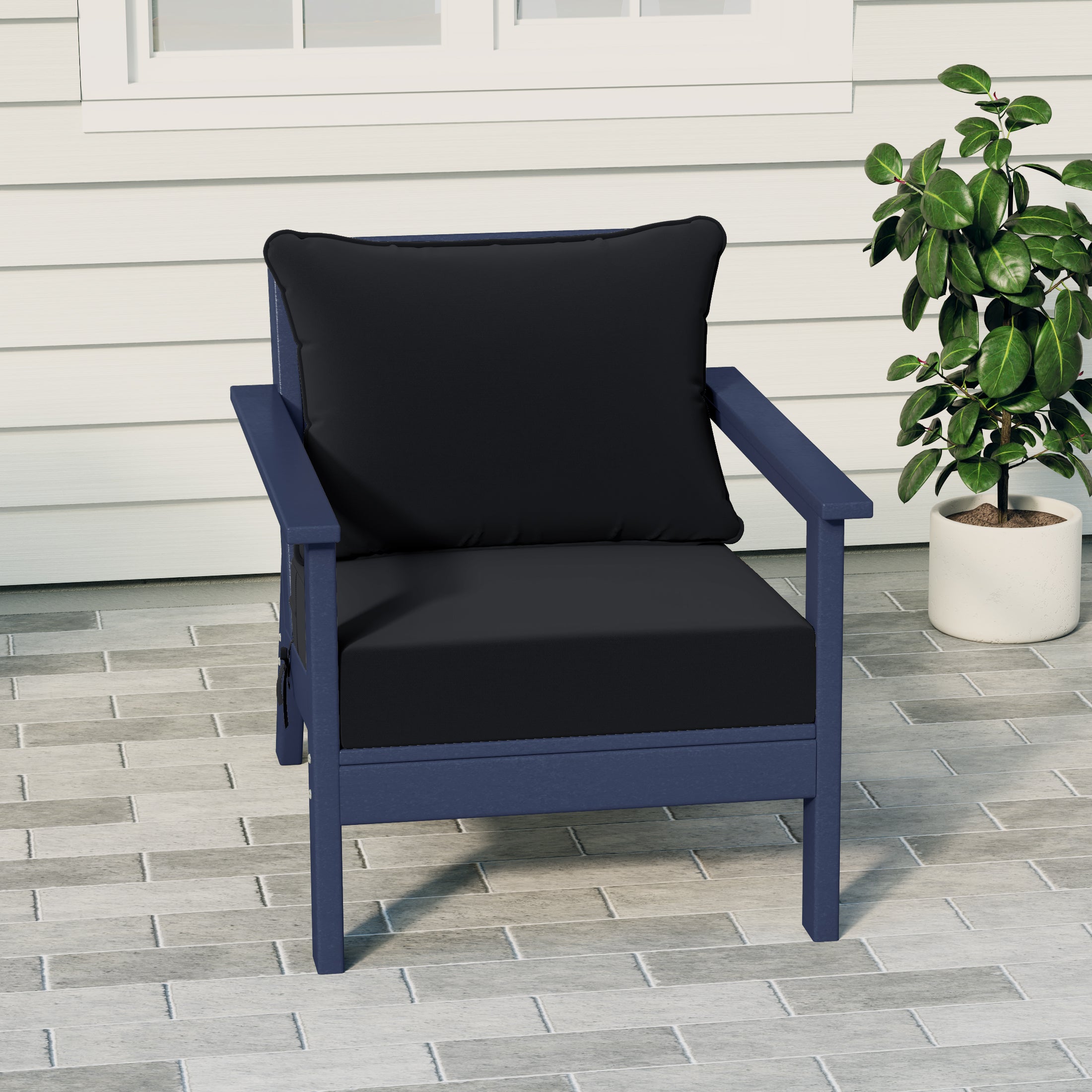 Portsmouth Modern Outdoor HDPE Patio Club Chair with Deep Seat Cushions