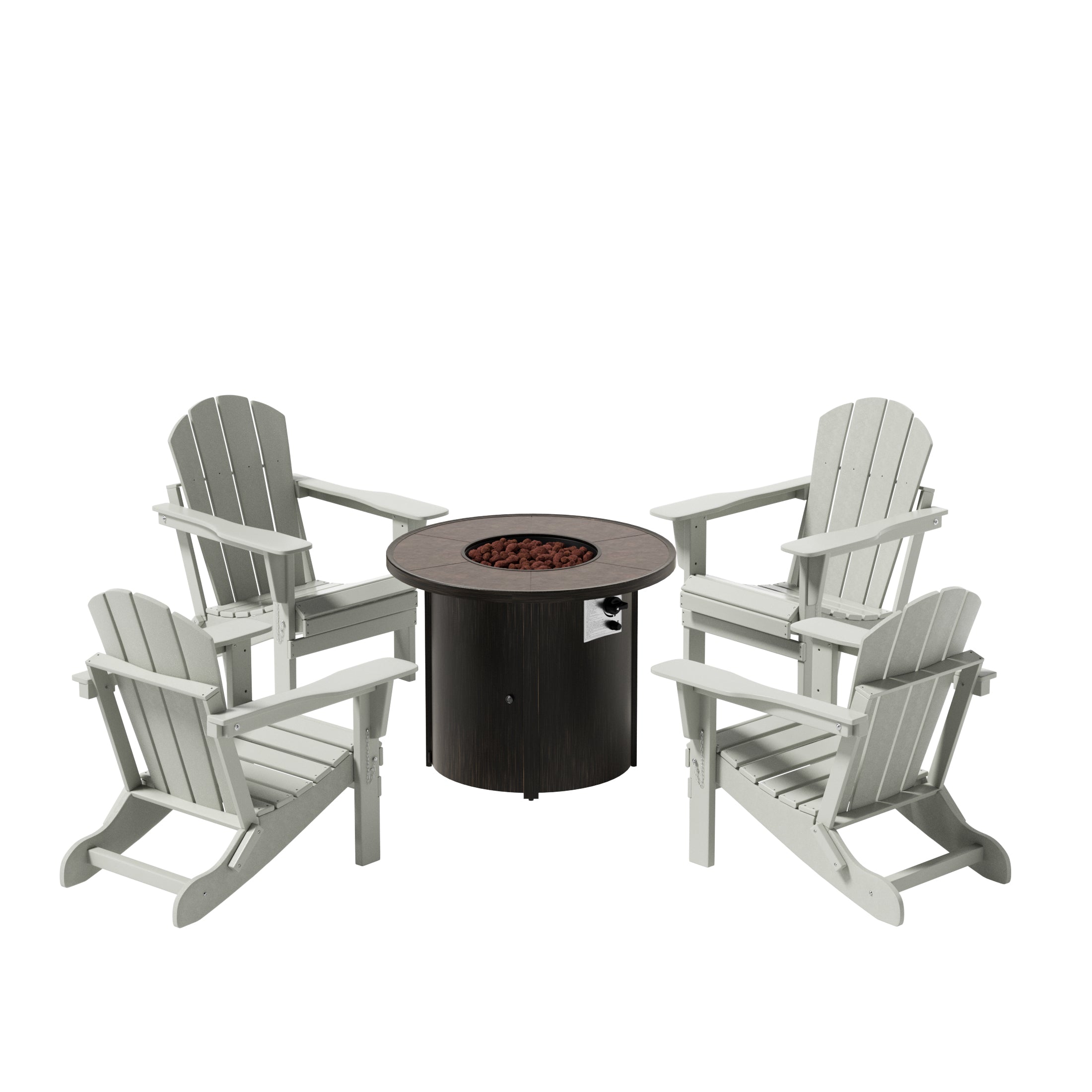 Paradise Malibu Outdoor Adirondack Folding Chair With Round Fire Pit Table