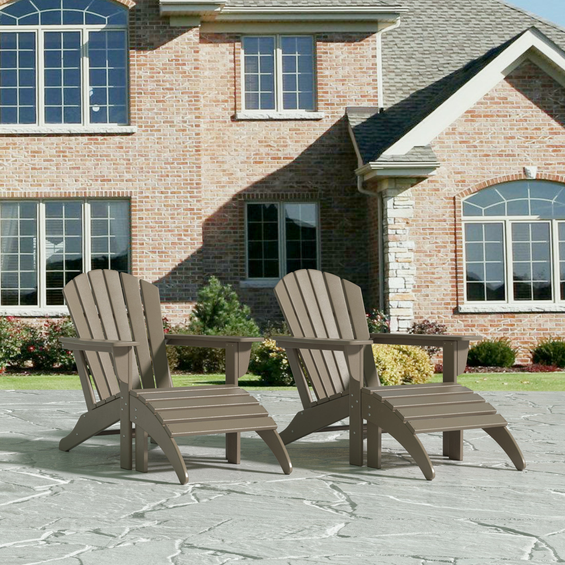 Portside Outdoor Adirondack Chair With Ottoman 4-Piece Set