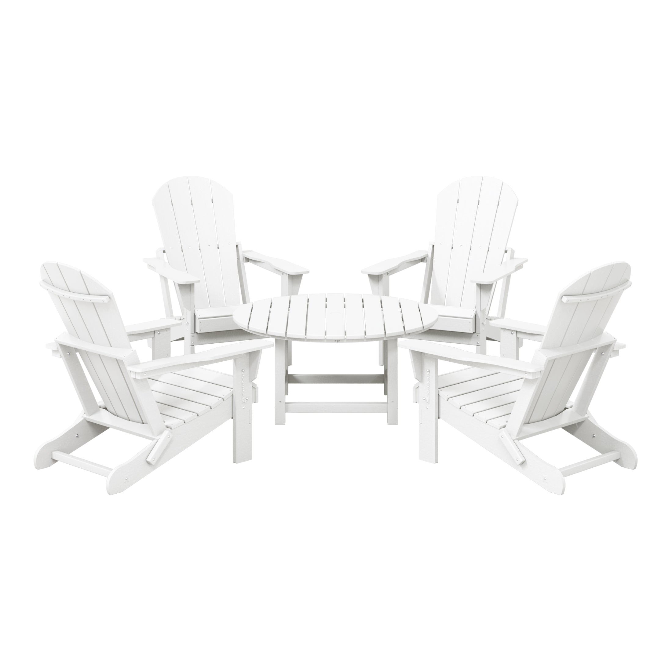 Paradise 5-Piece HDPE Folding Adirondack Chair Outdoor Patio Conversation Set