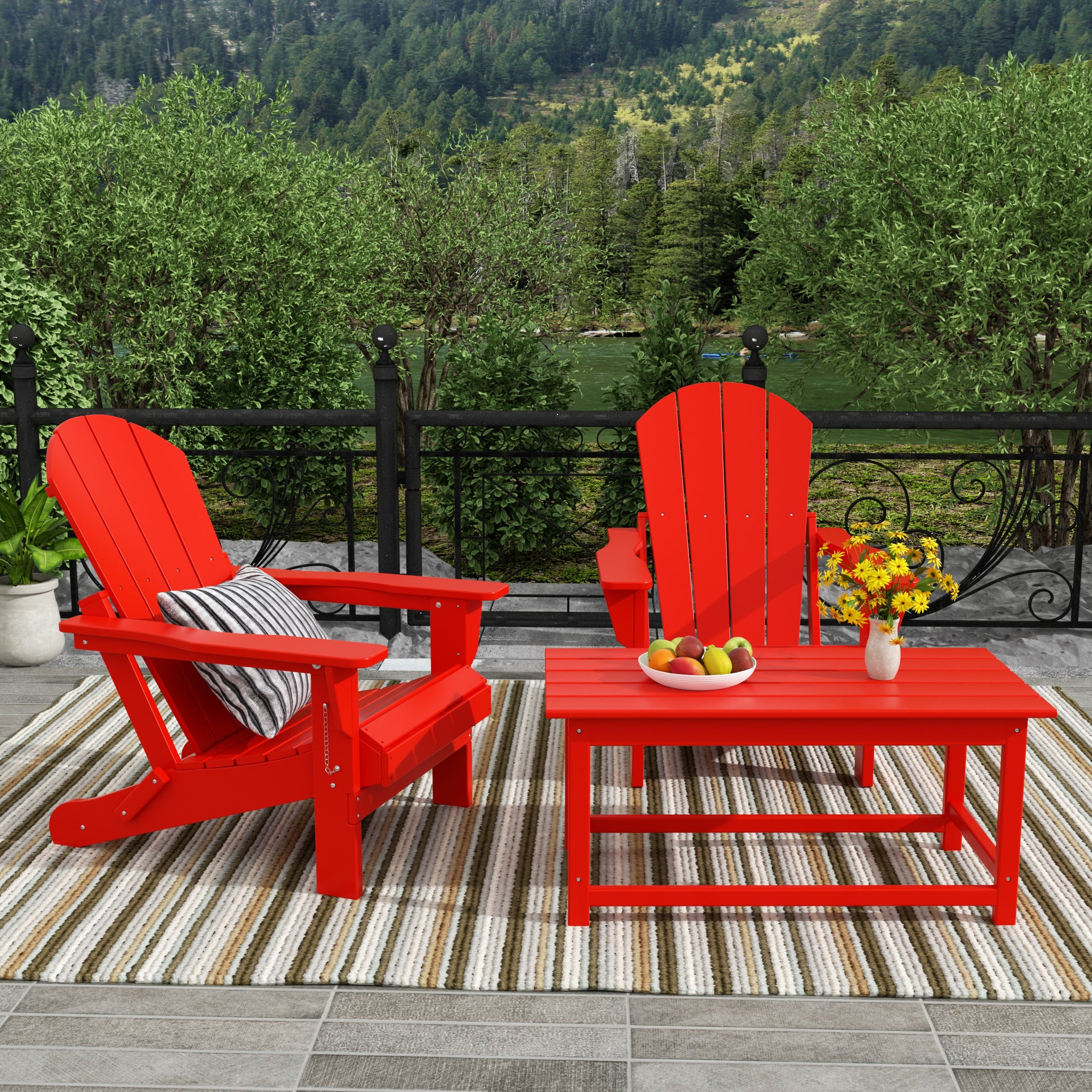 Paradise Westintrends 3-Piece set Outdoor / Patio Poly Adirondack chair set with a Coffee table ( 2 seater )