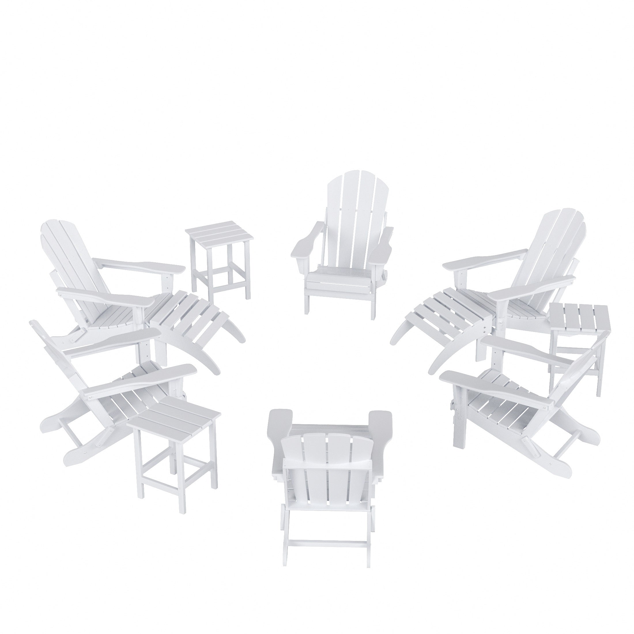 Paradise Malibu 12-Piece Outdoor Folding Poly Adirondack Chair With Ottoman And Side Table