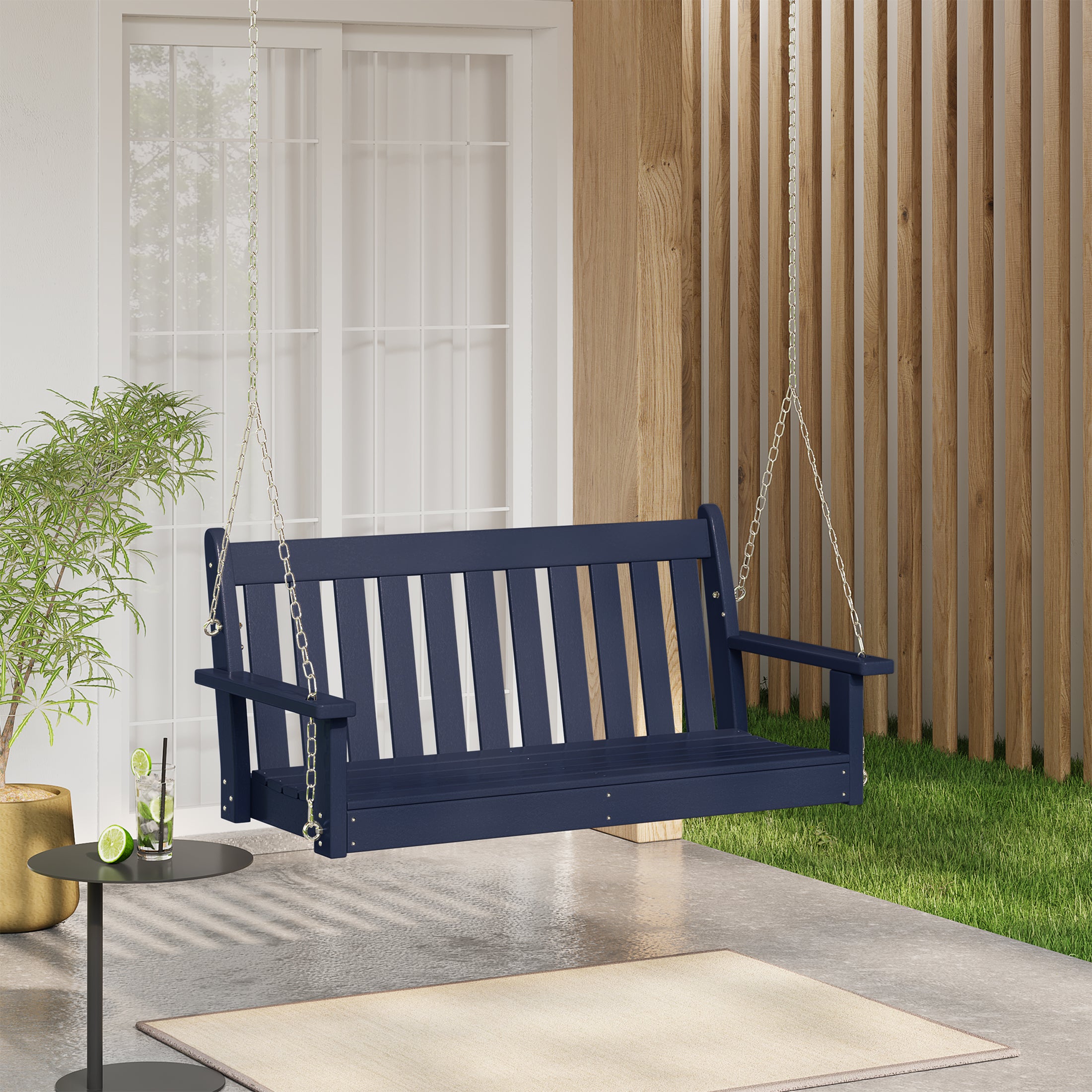 Paradise Outdoor Patio HDPE Hanging Front Porch Swing Bench