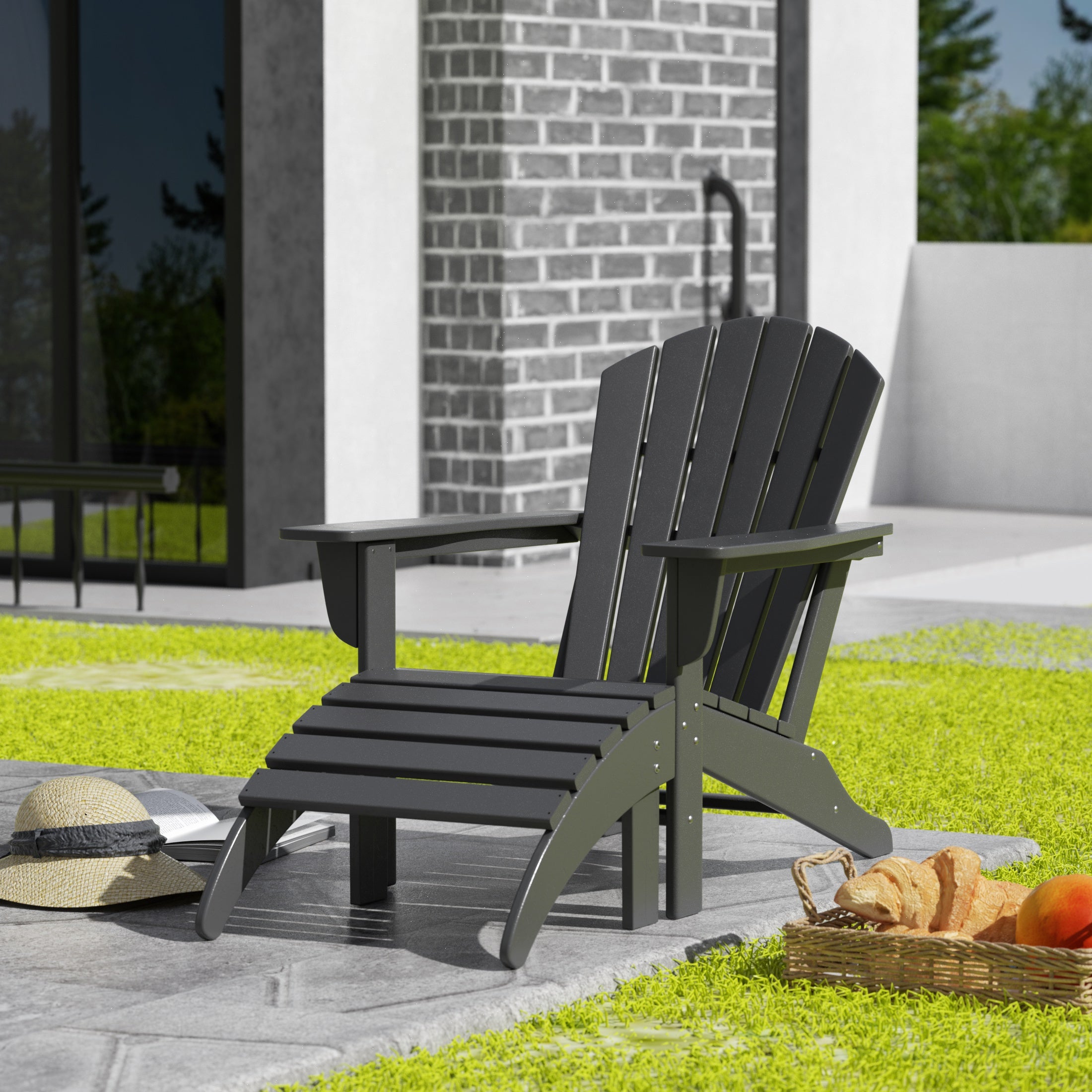 Portside Outdoor Adirondack Chair With Ottoman 2-Piece Set