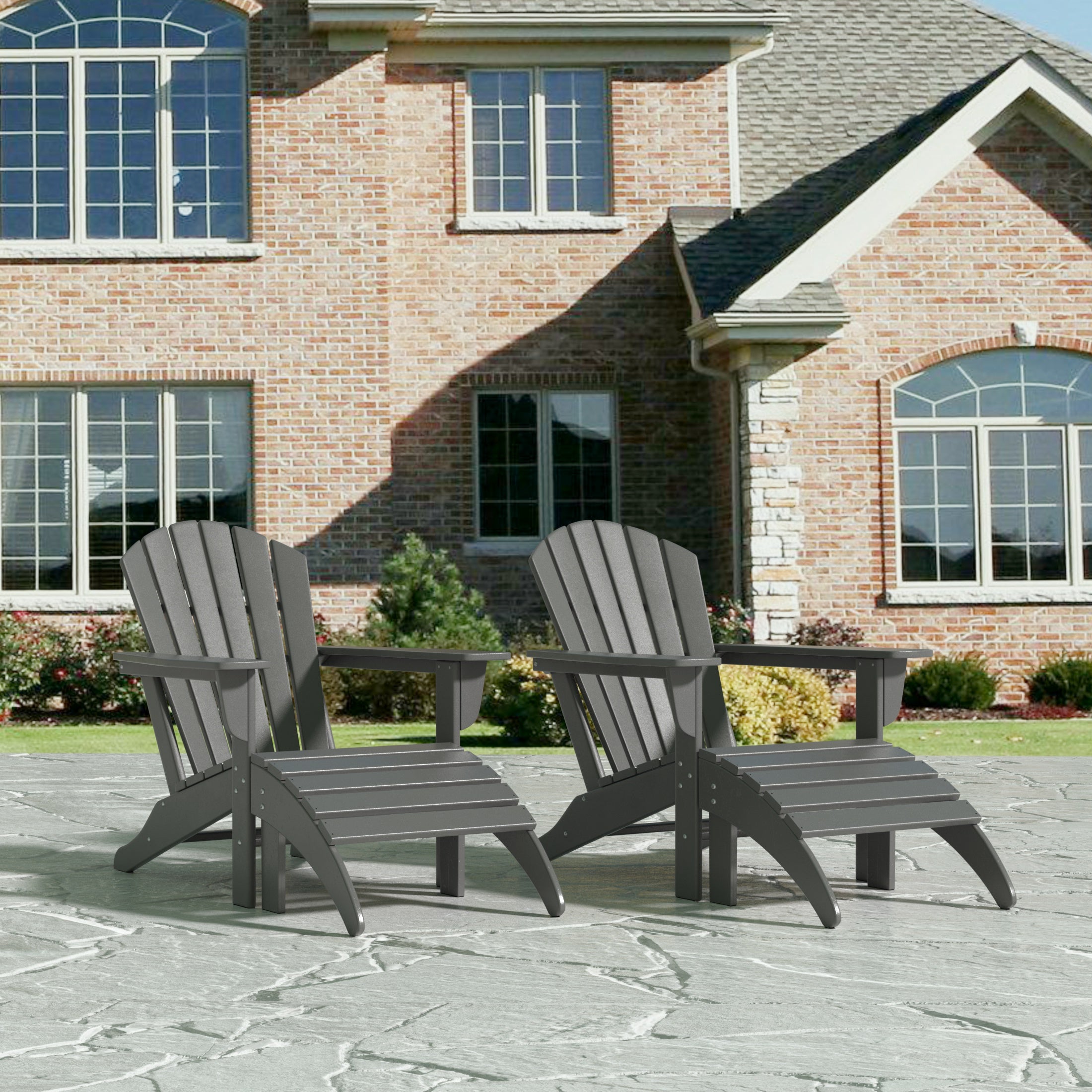 Portside Outdoor Adirondack Chair With Ottoman 4-Piece Set