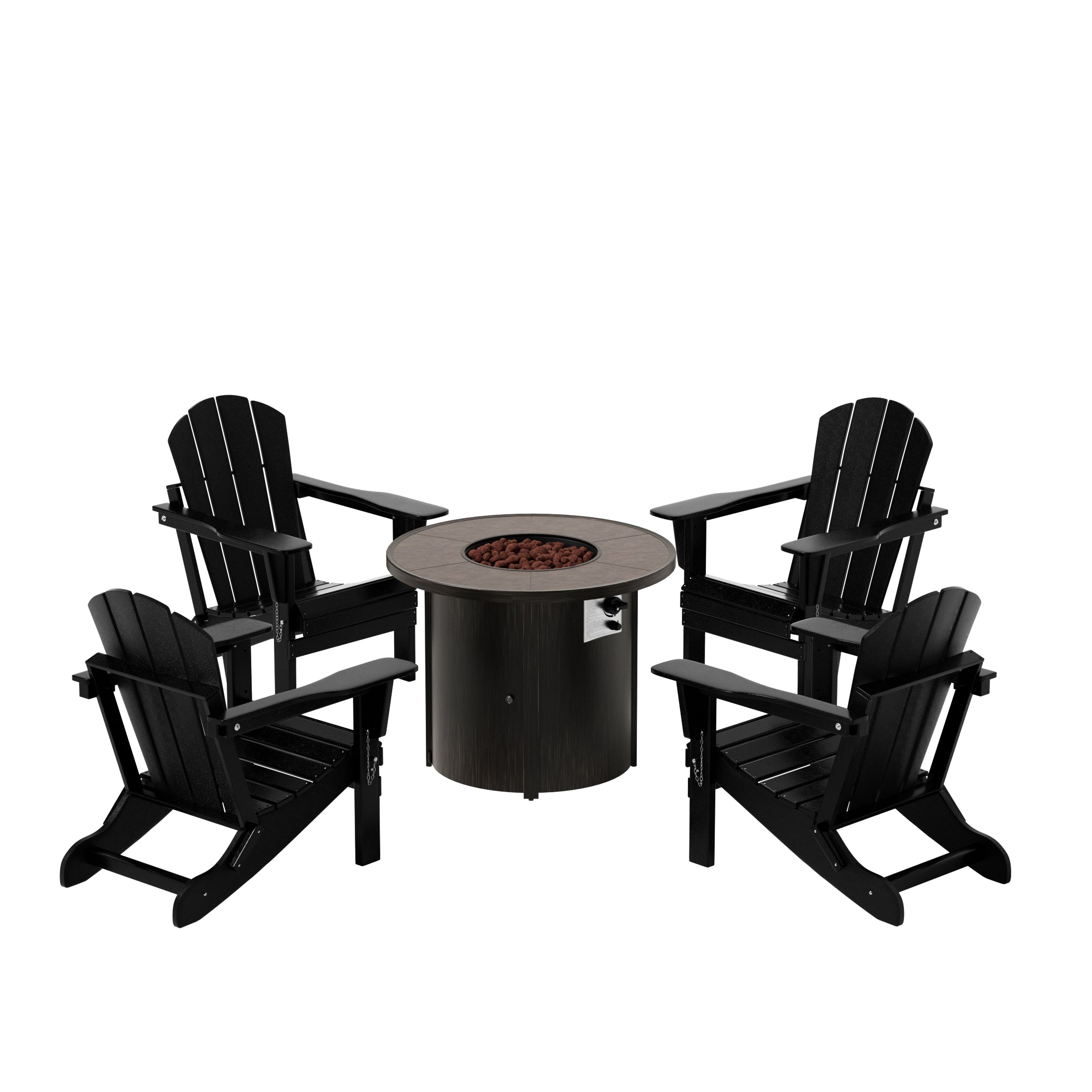 Paradise Malibu Outdoor Adirondack Folding Chair With Round Fire Pit Table