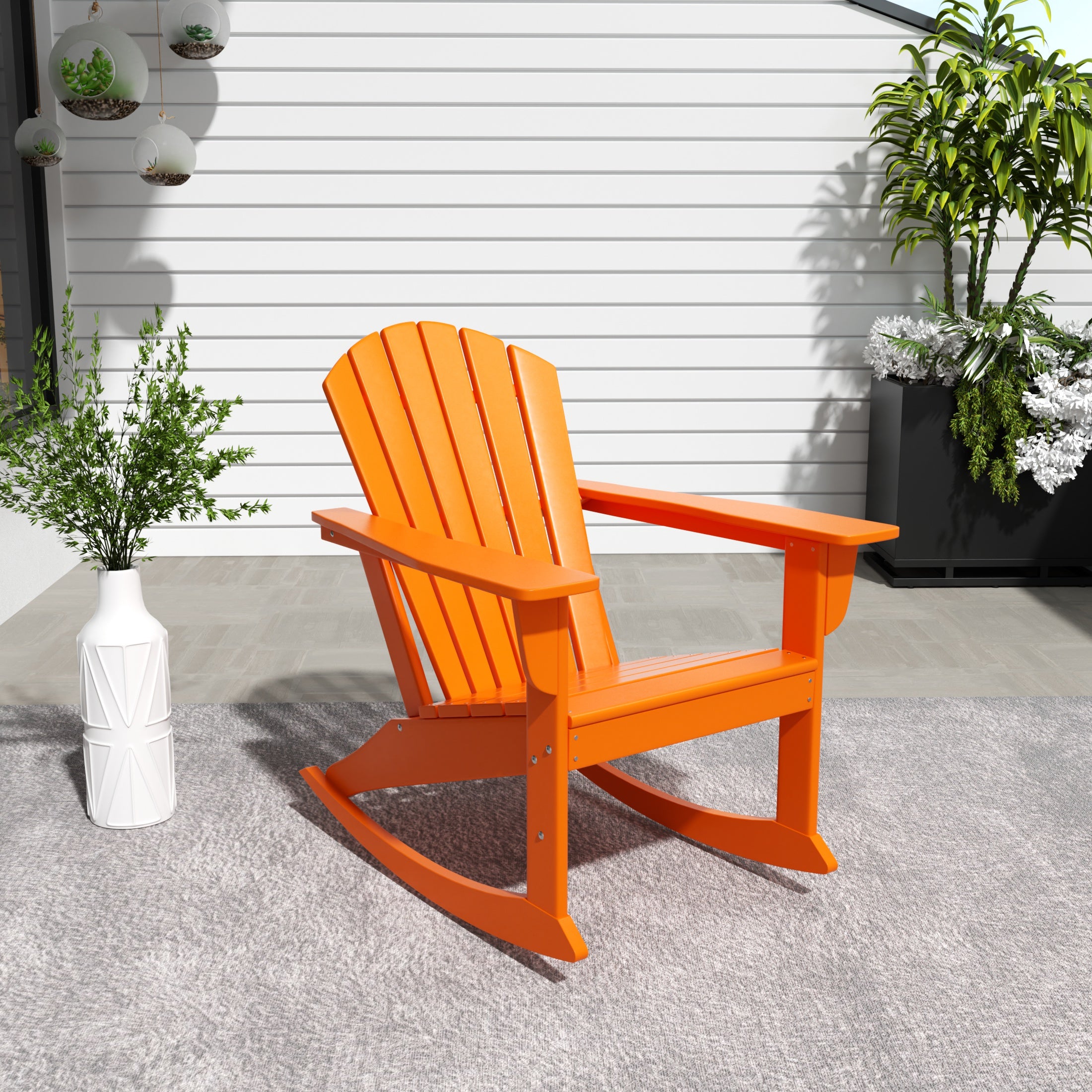 Portside Dylan Outdoor Patio Poly Plastic Adirondack Rocking Chair