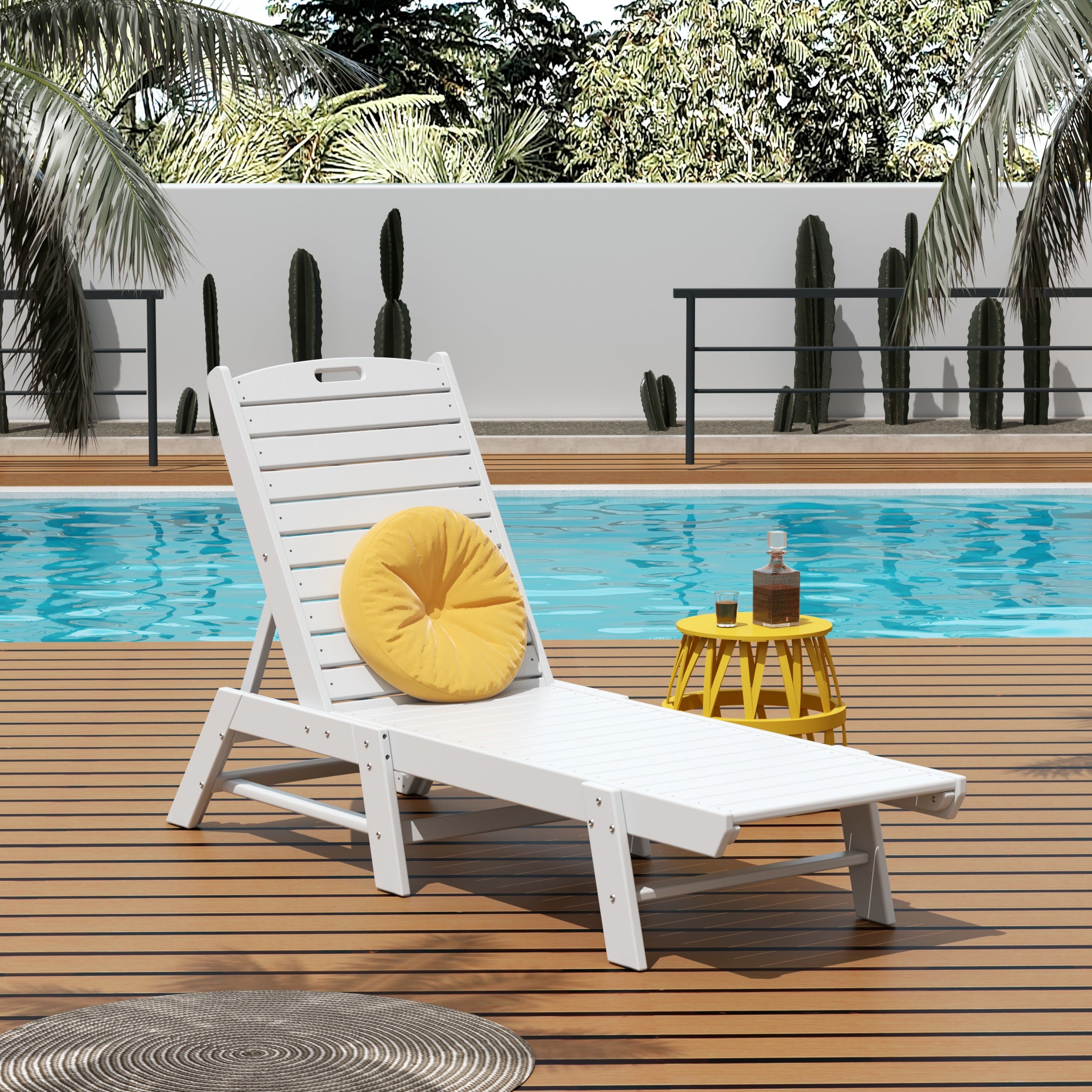 Paradise Malibu Poly Reclining Outdoor Patio Chaise Lounge Chair Adjustable