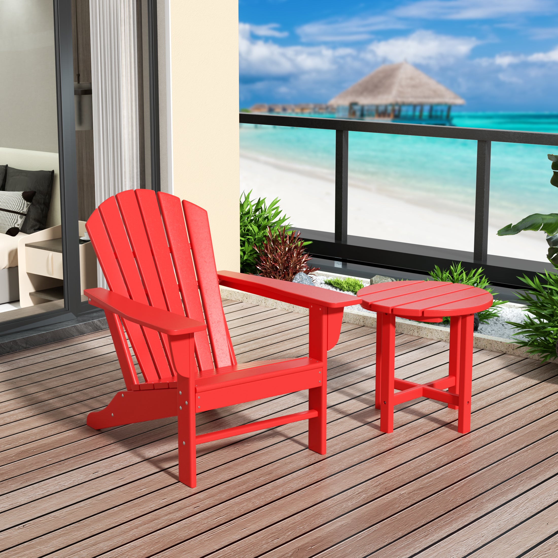 Portside Dylan Outdoor Adirondack Chair with Side Table Set