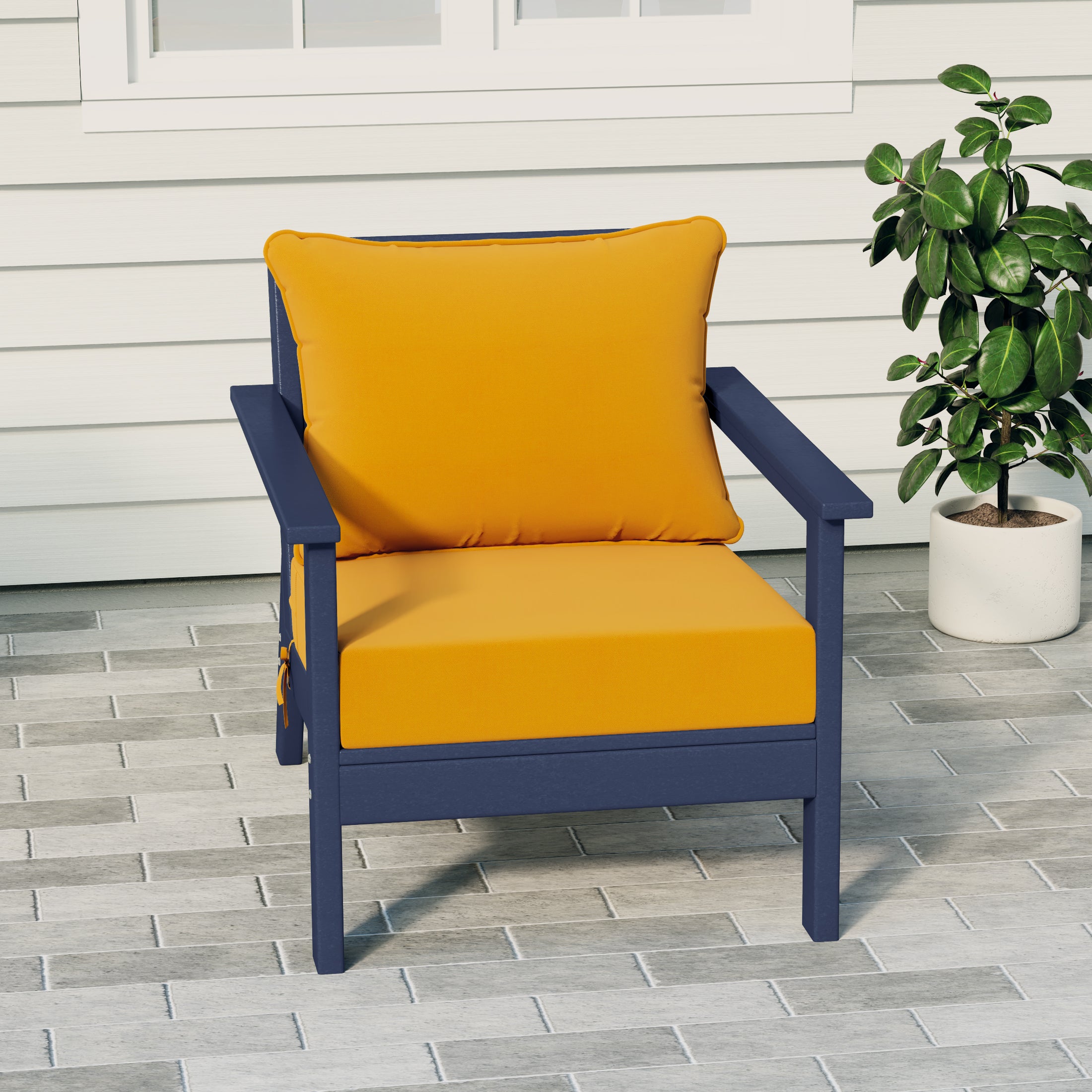 Portsmouth Modern Outdoor HDPE Patio Club Chair with Deep Seat Cushions