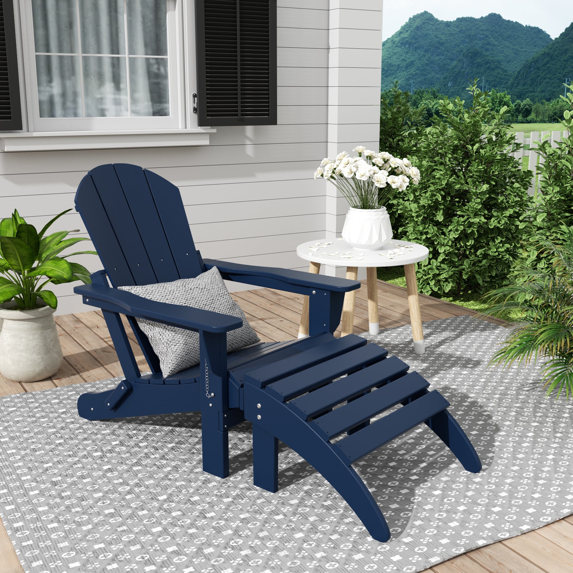 Paradise Westintrends 2 piece set classic Adirondack chair with ottoman (1 seater)