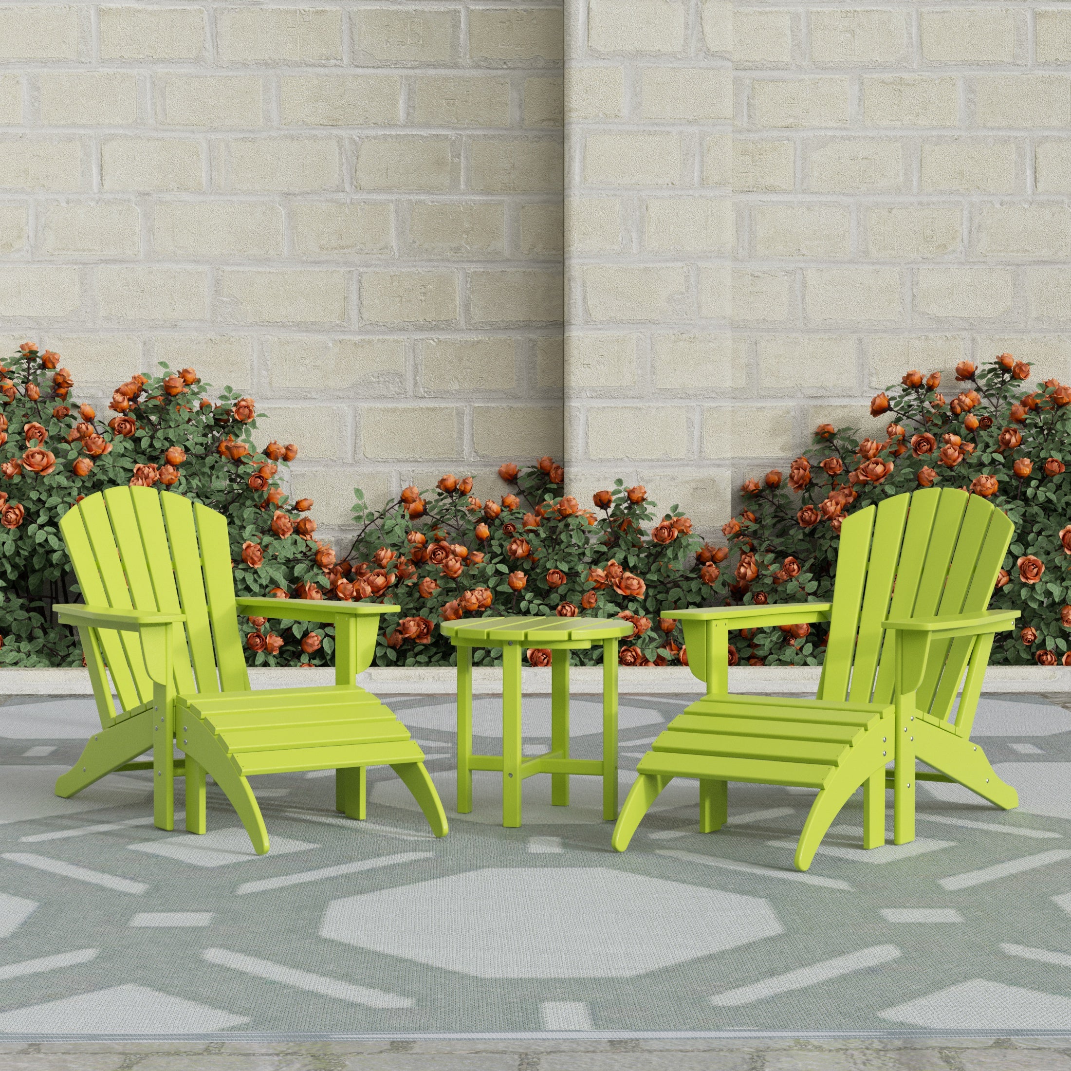 Portside Outdoor Adirondack Chair With Ottoman And Side Table 5-Piece Set