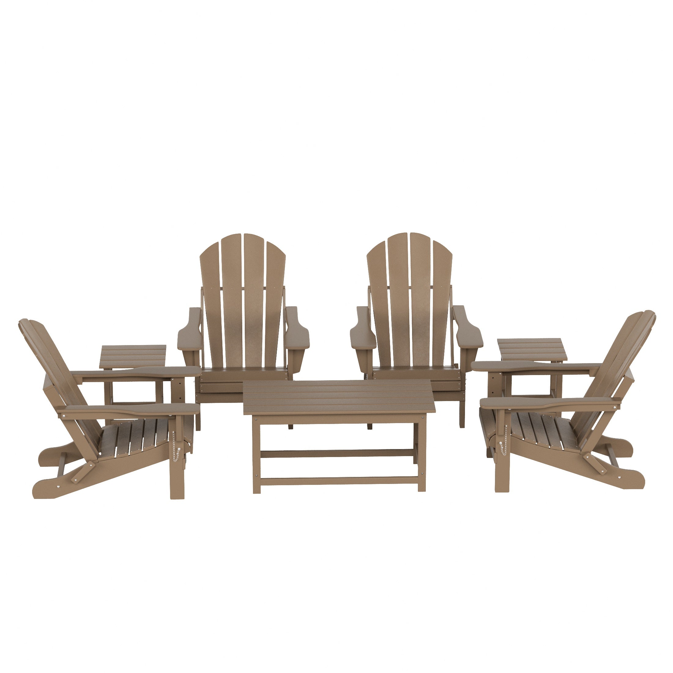 Paradise Westintrends 7-Piece set Outdoor / Patio Adirondack chairs with a Coffee and tWestintrends side tables ( 4 seater )