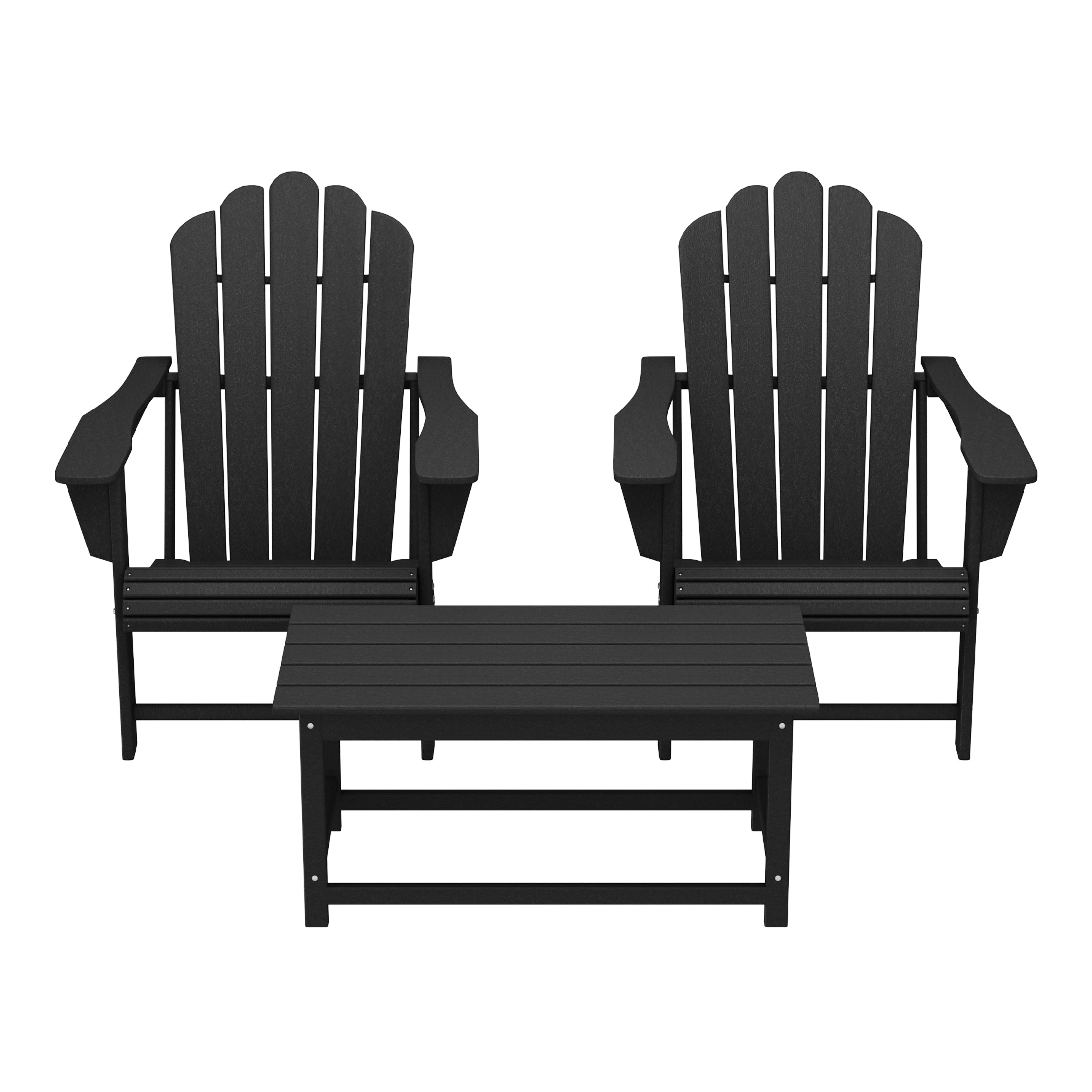 Lakeview 3-Piece Adirondack Chairs with Cup Holders and Coffee Table Set